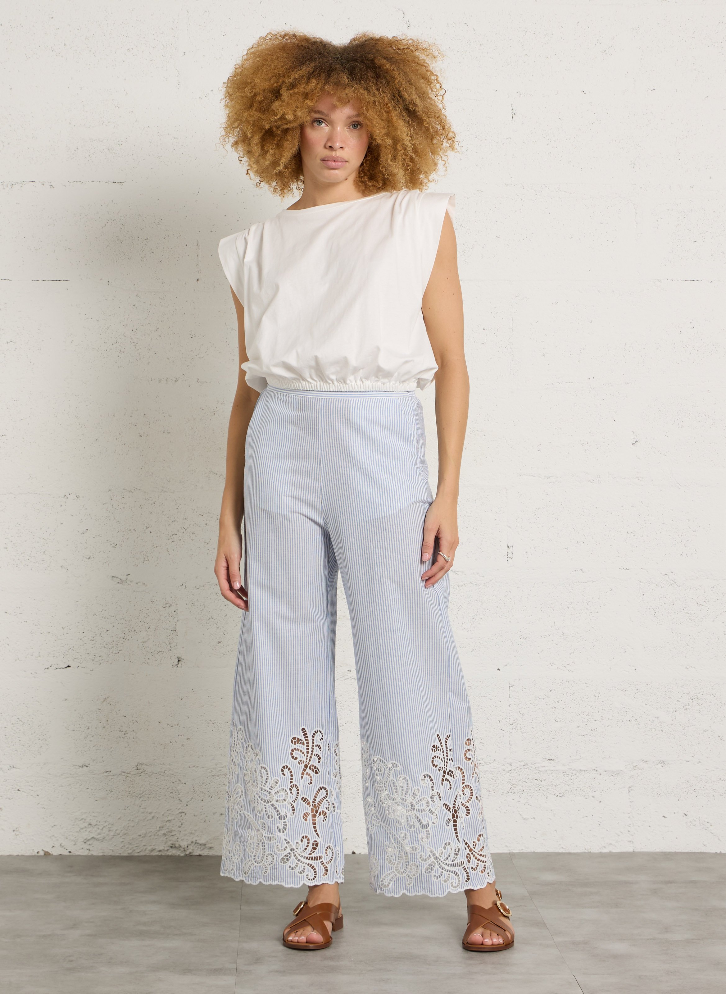 Hose - Gerader Schnitt mit Streifen  SUNCOO Blau