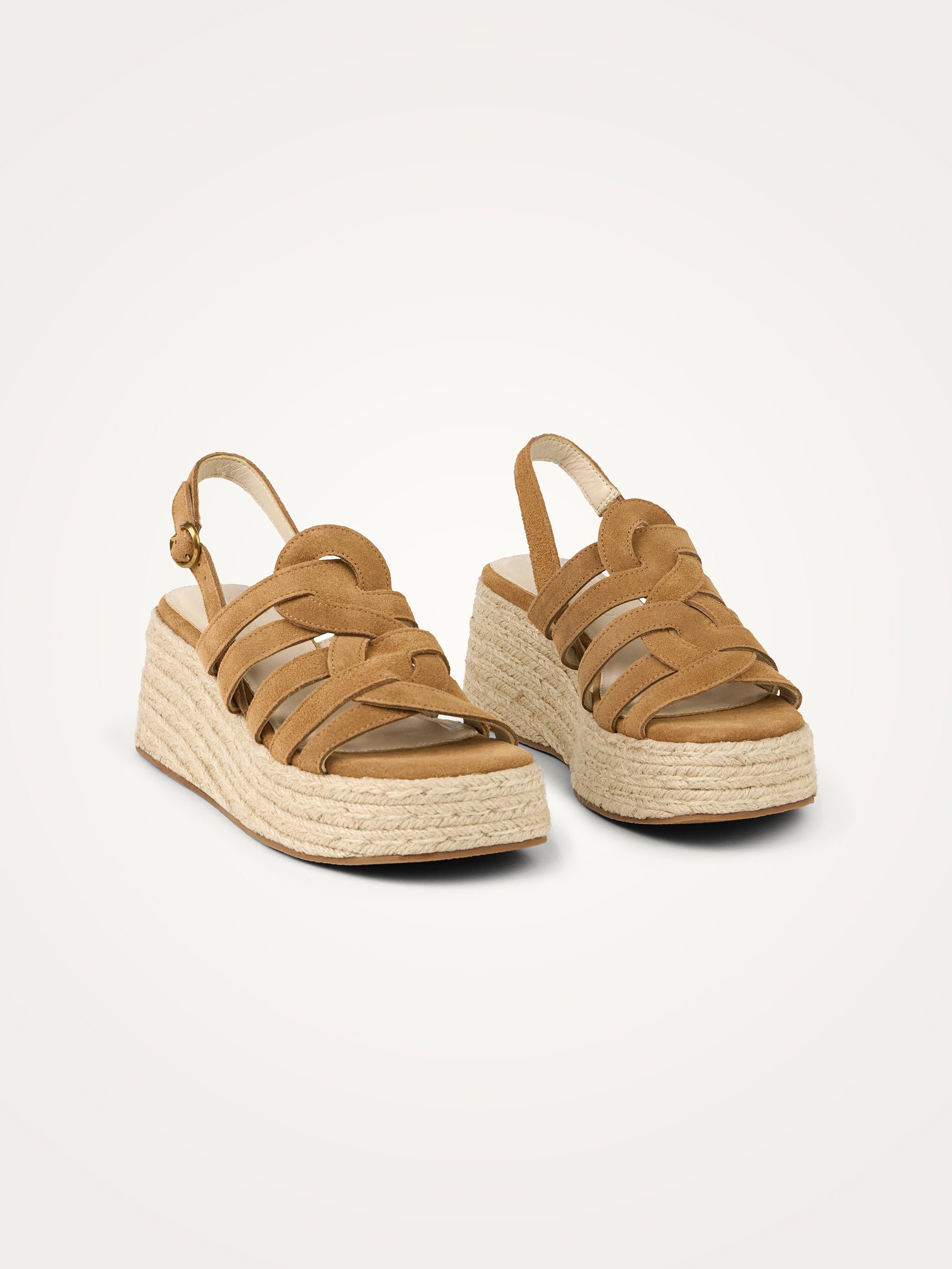 Suede multi-strap platform sandals with buckle VANESSA WU Brown