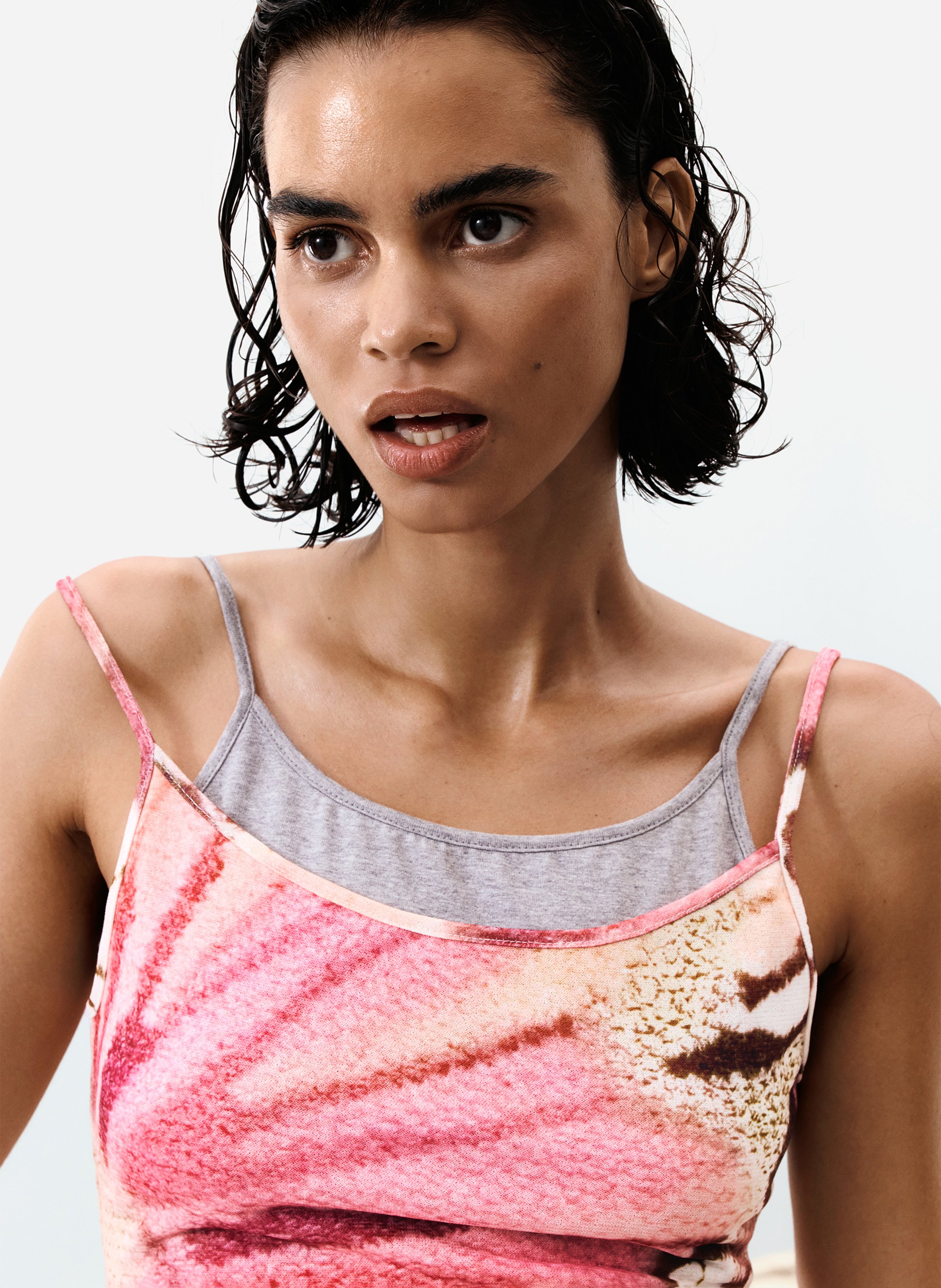 Fitted printed tank top DESIGUAL Multicolored