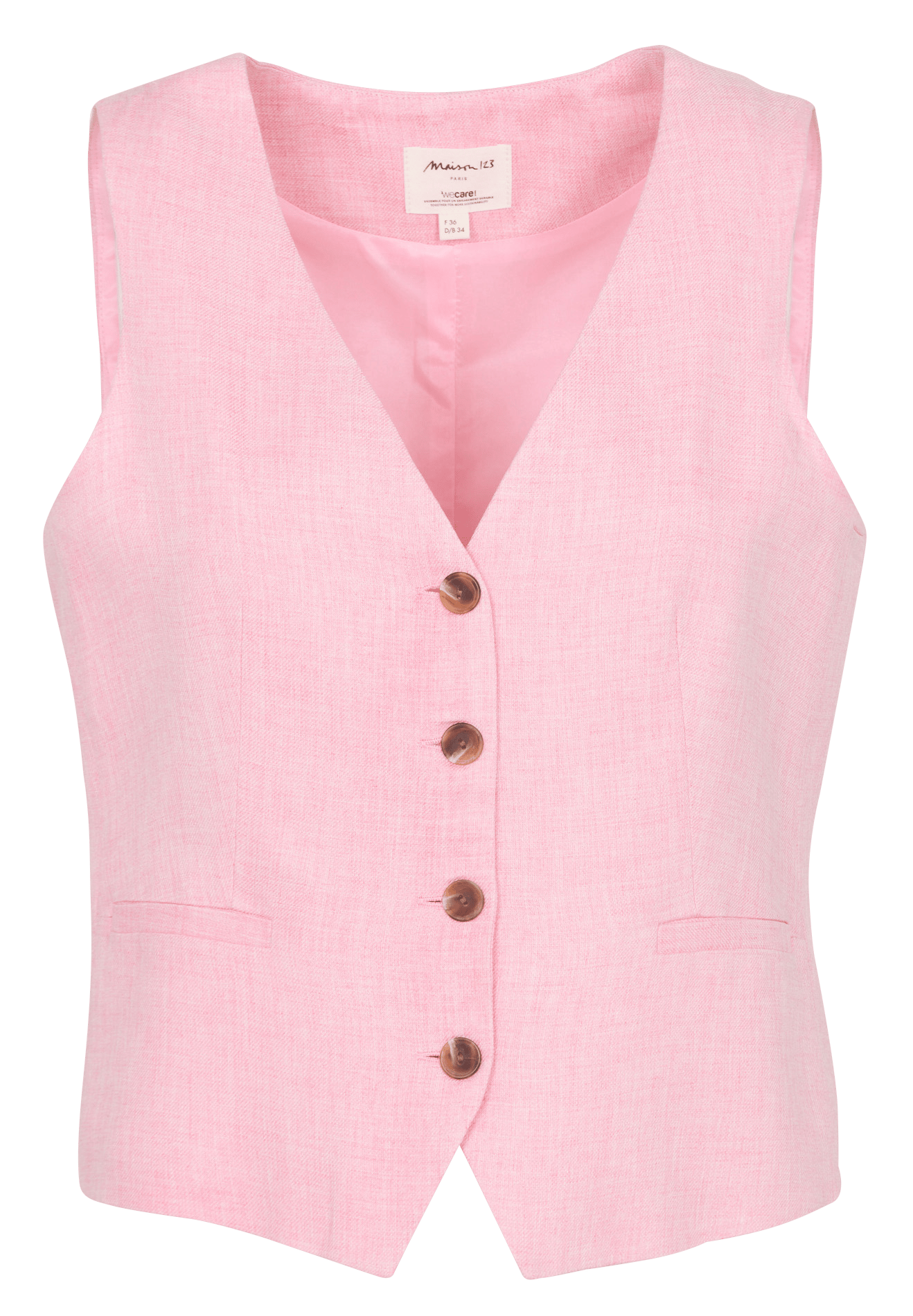 Getailleerd unikleurig vest met knopen MAISON 123 Roze
