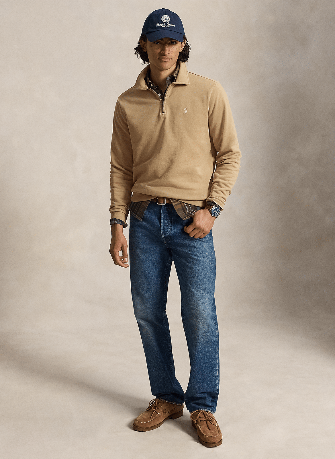 Straight fit classic collar cotton shirt POLO RALPH LAUREN Beige