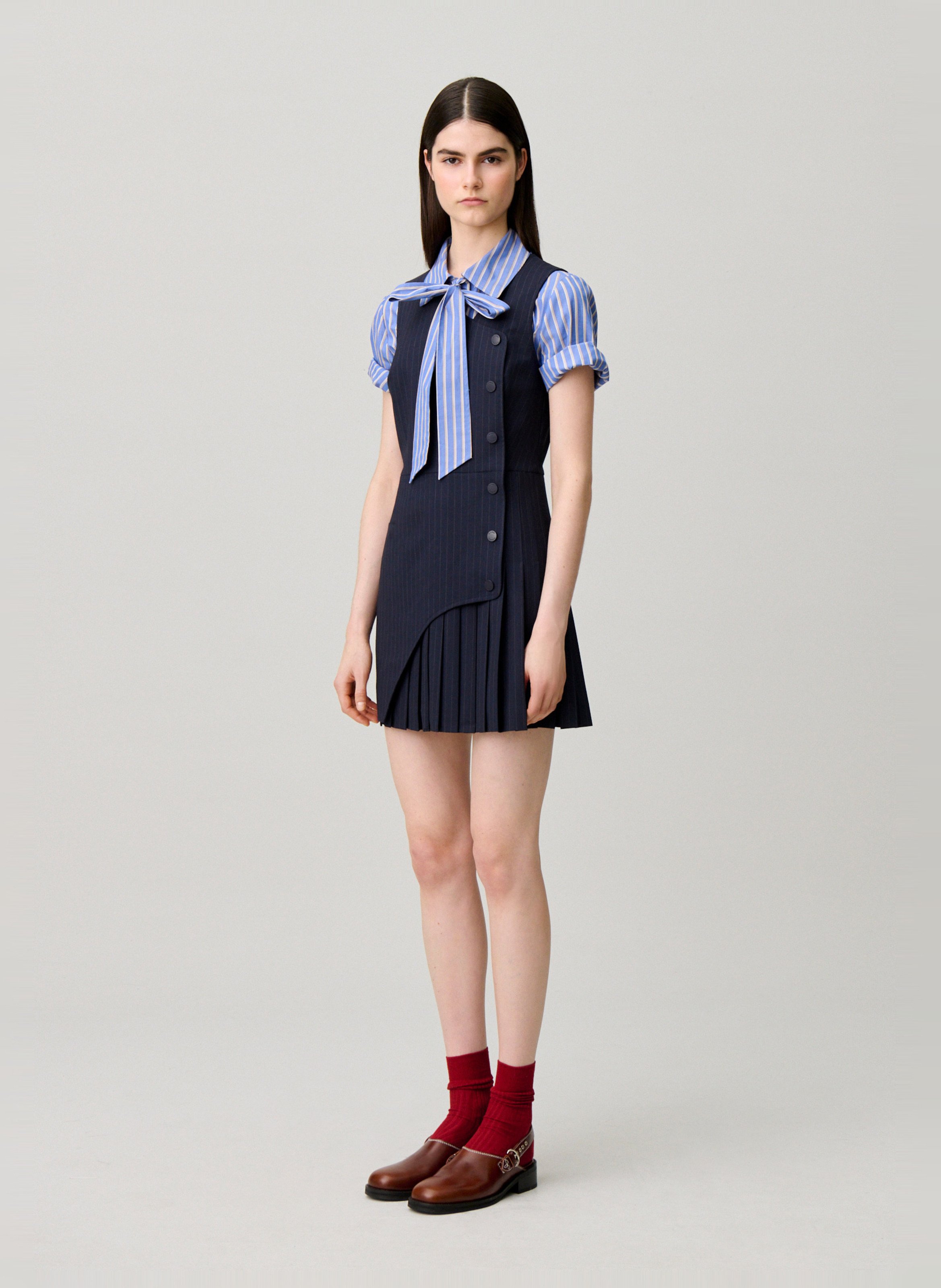 Robe courte col v en laine mélangée CLAUDIE PIERLOT Multicolore