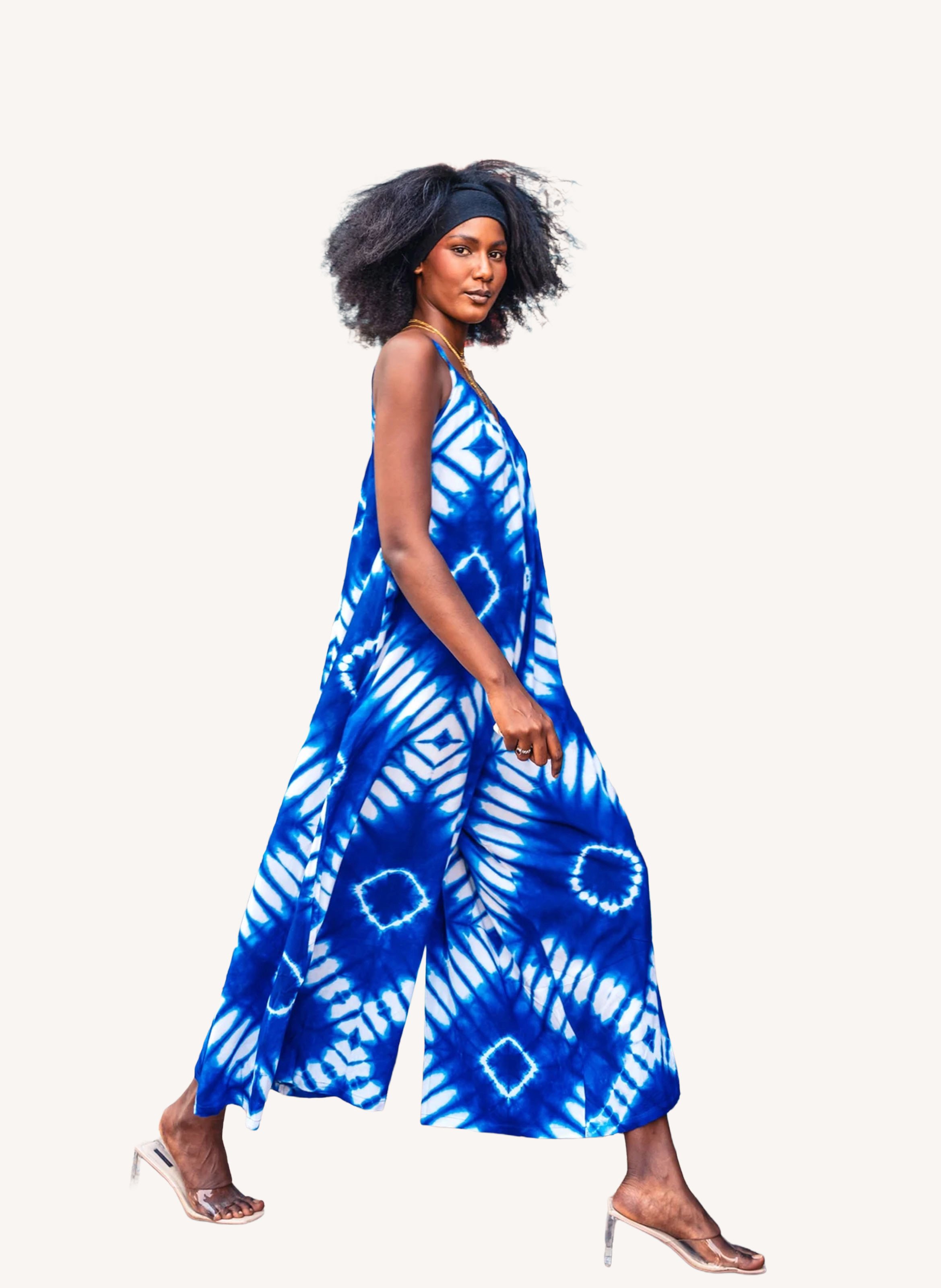 Long printed dress LA FEE MARABOUTEE Blue