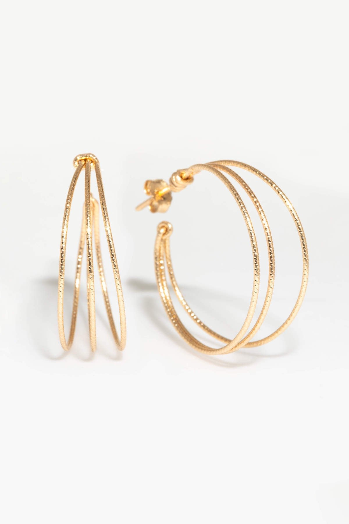 Medium Triple Hoop Earrings - Sparkling YAY Golden