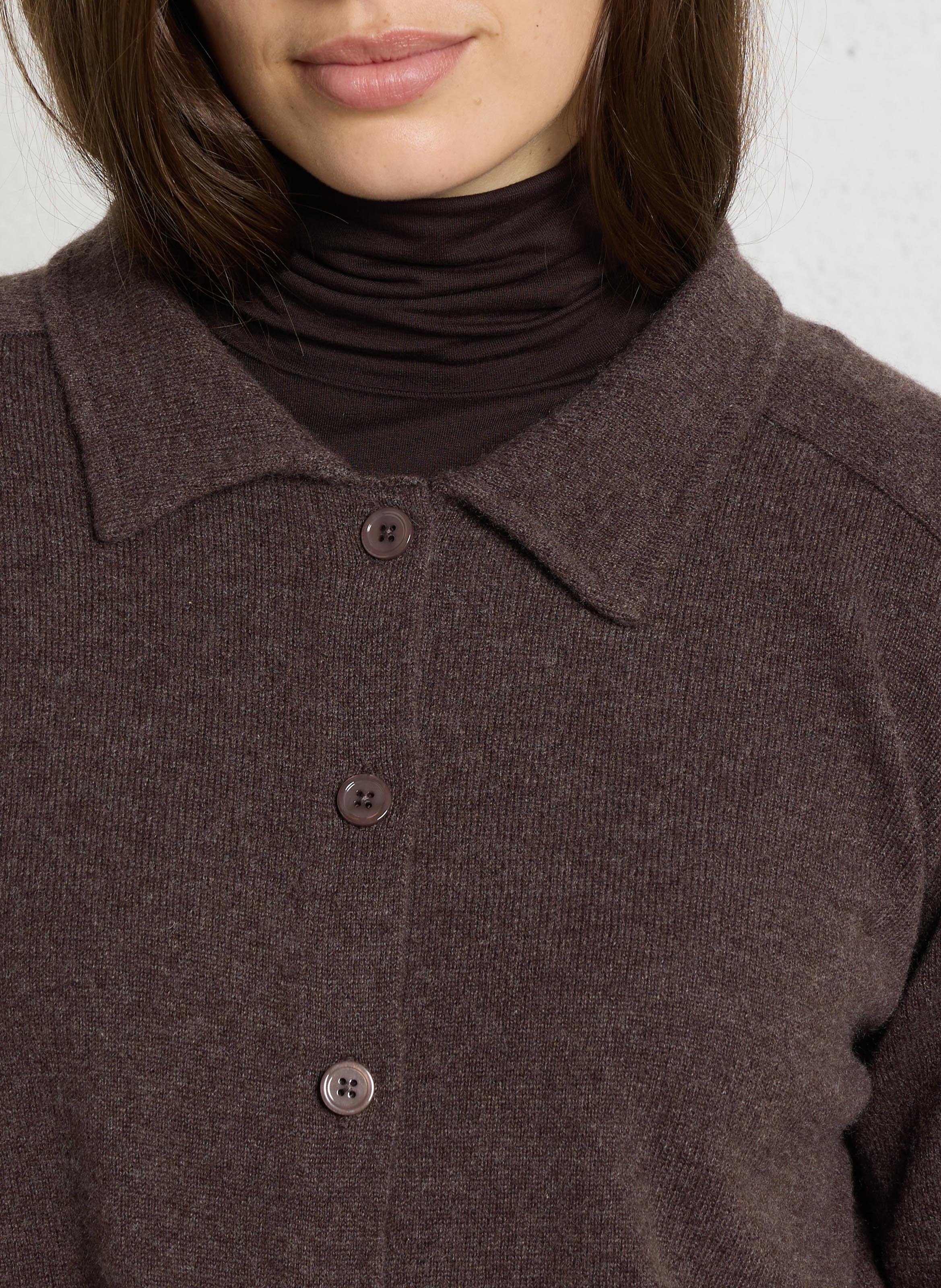 Long-sleeve cashmere cardigan MAJESTIC FILATURES Brown
