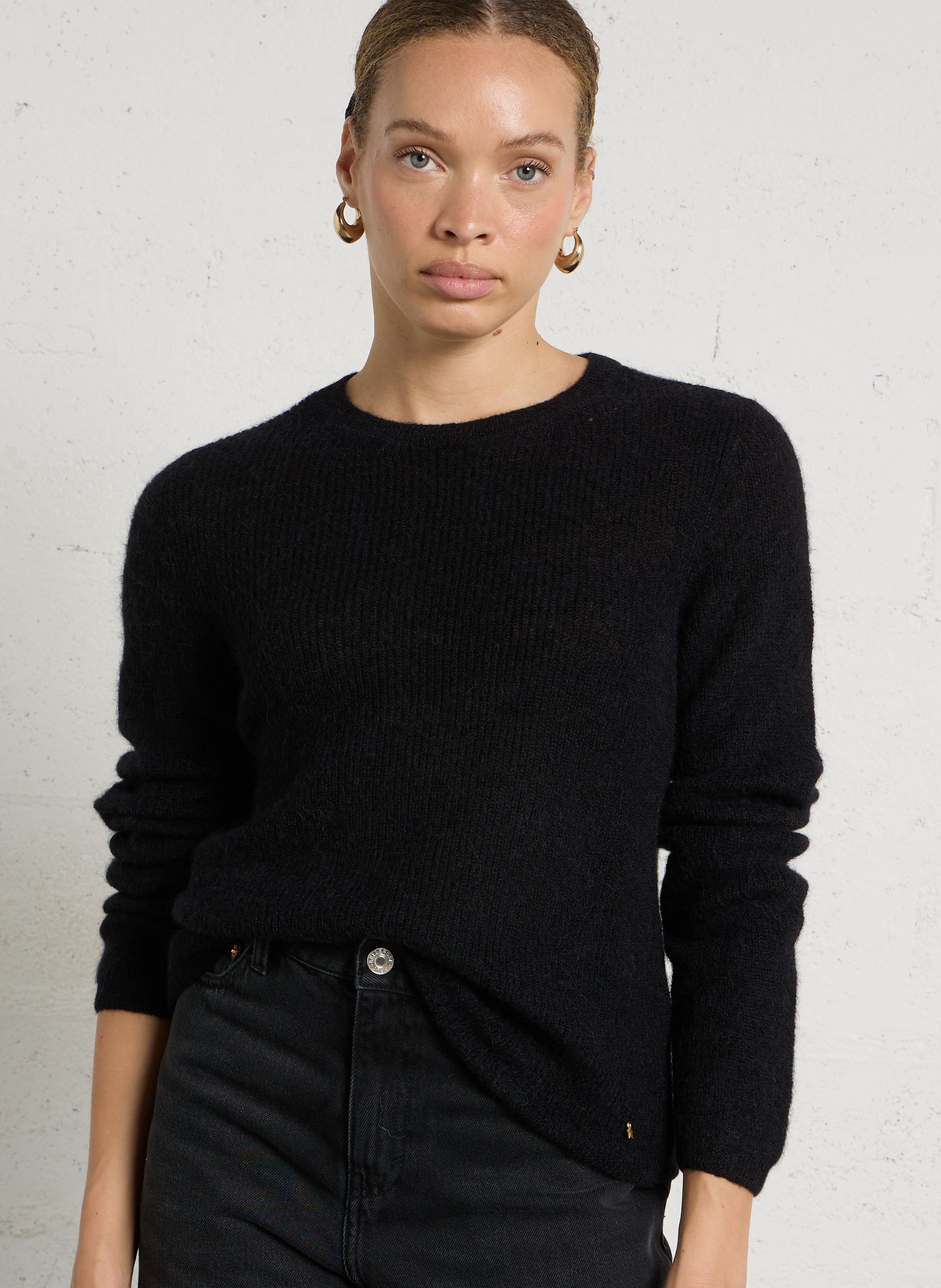 Pull oversize col rond en mohair mélangé DES PETITS HAUTS