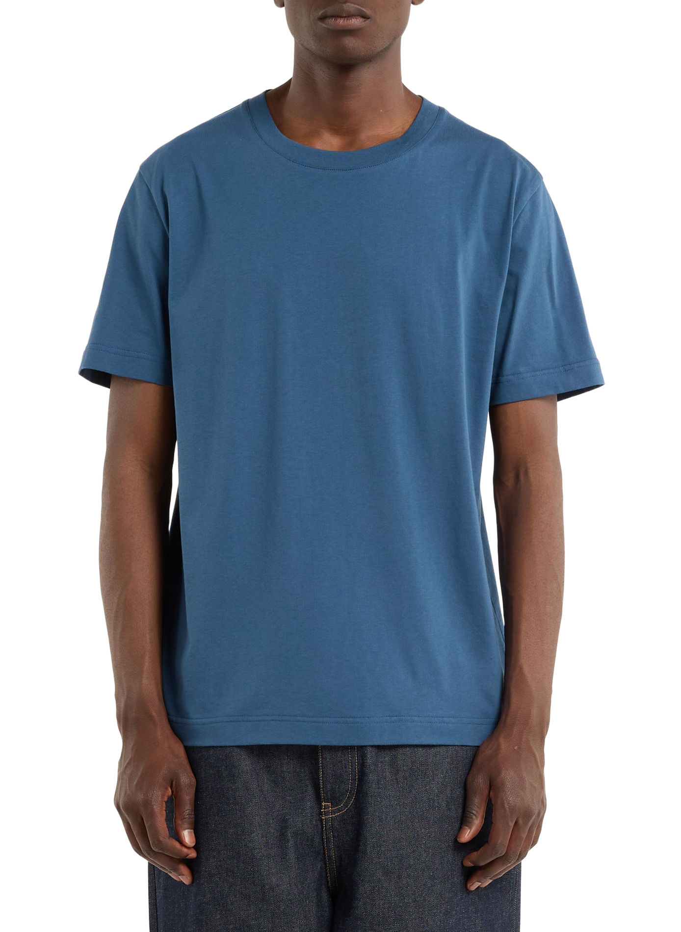 Round neck cotton baff-o T-shirt SAISON 1865 Blue