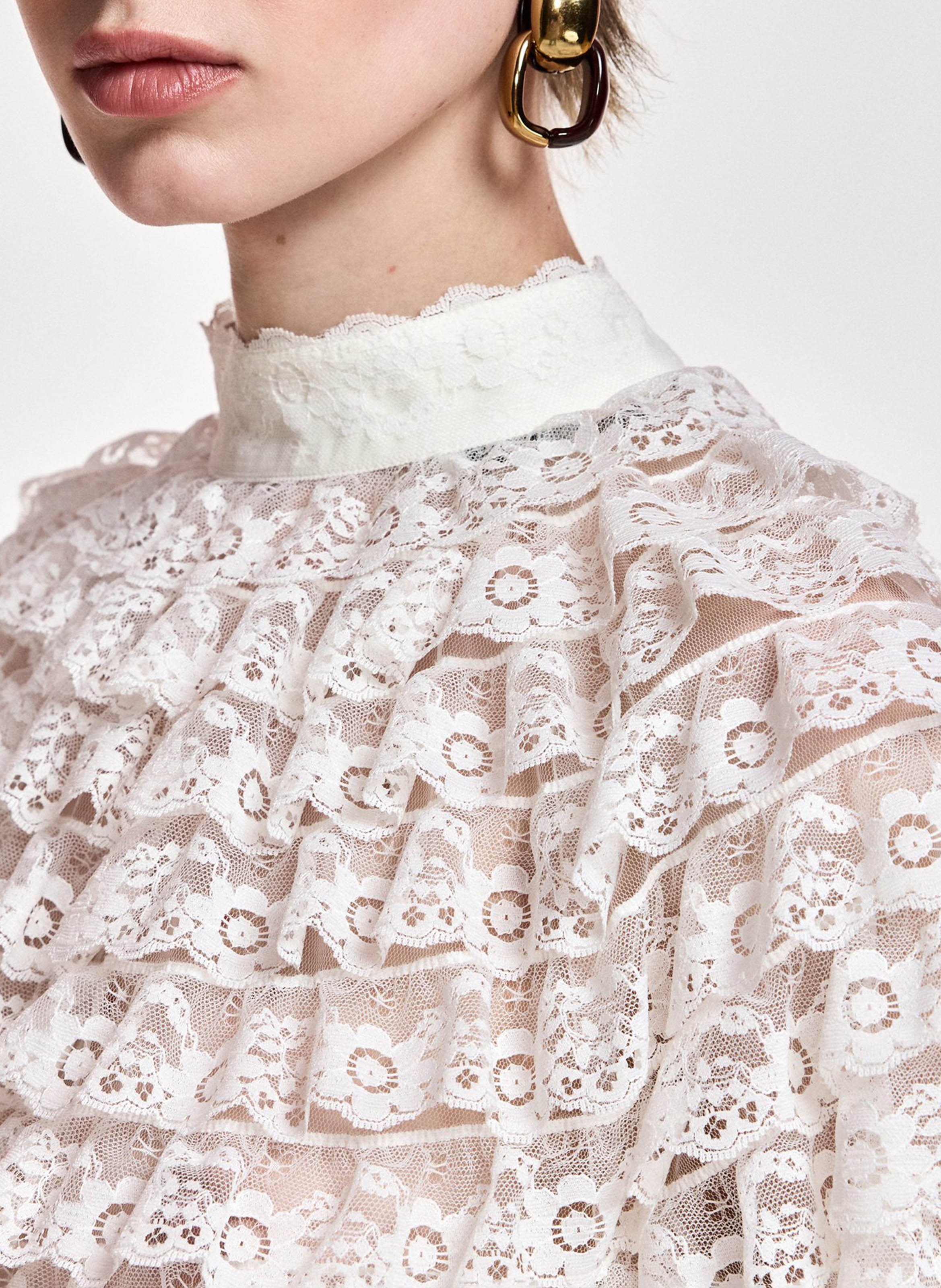 Blusa de cuello alto en encaje ESSENTIEL ANTWERP Blanco