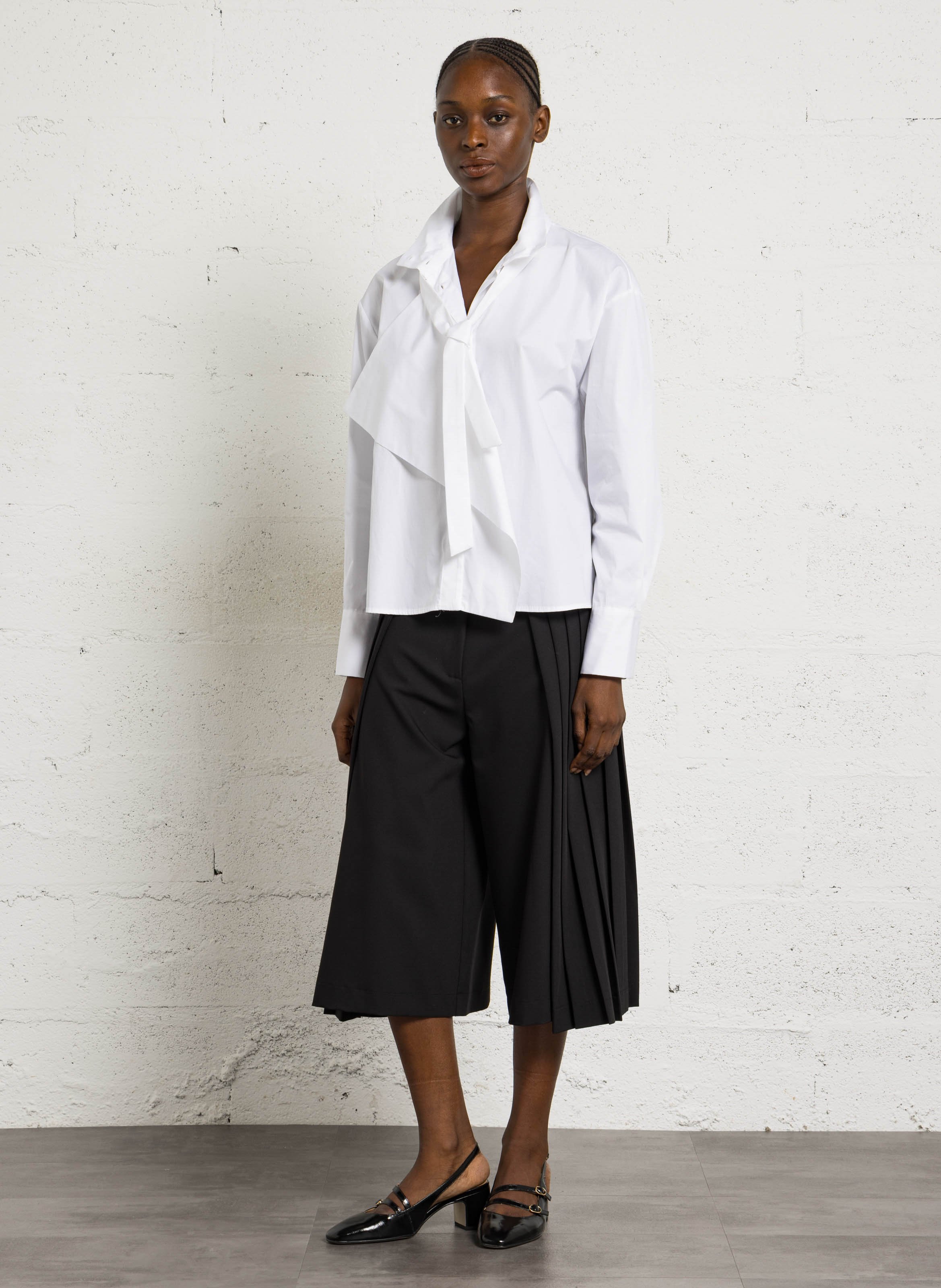 Chemise col montant avec ceinture en coton IMPERIAL Blanc