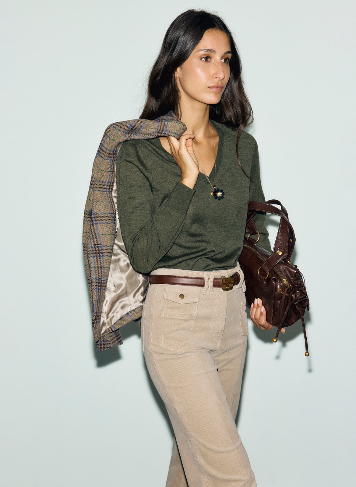Straight V-neck wool sweater GERARD DAREL Green