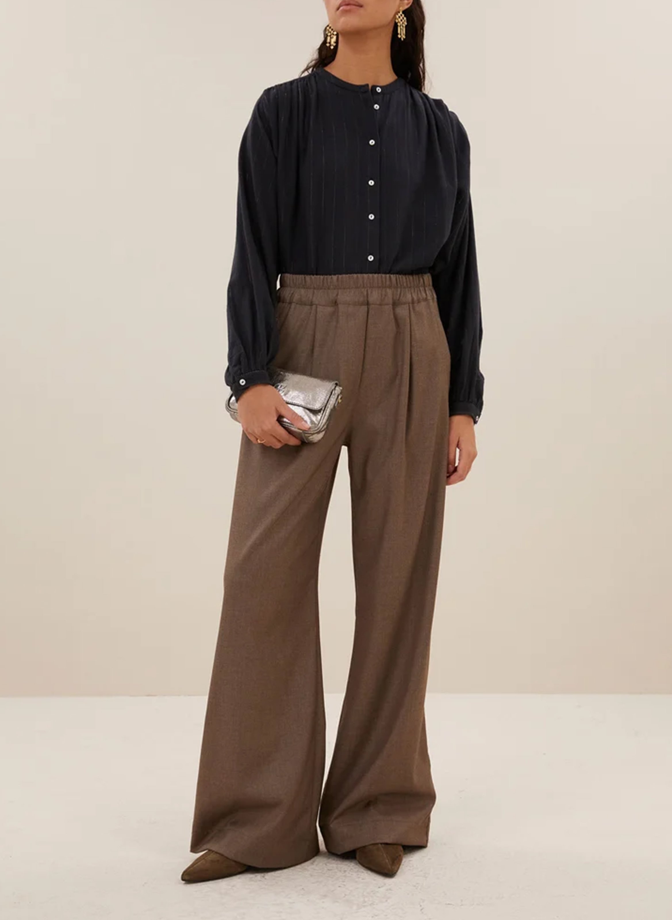 Blouse évasée col rond BY BAR Noir