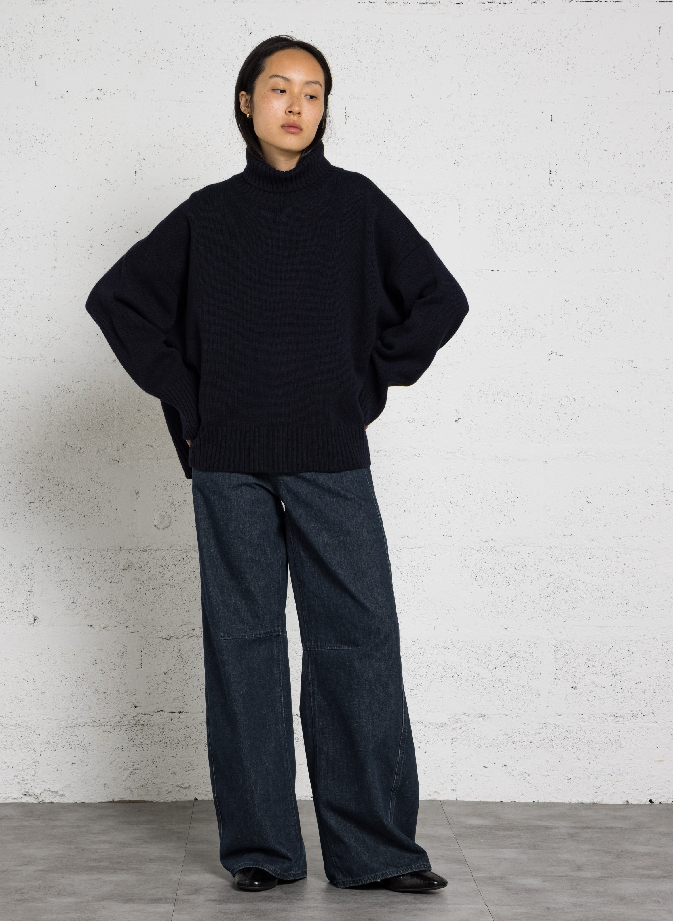Pull col roulé oversize en laine SOEUR Bleu