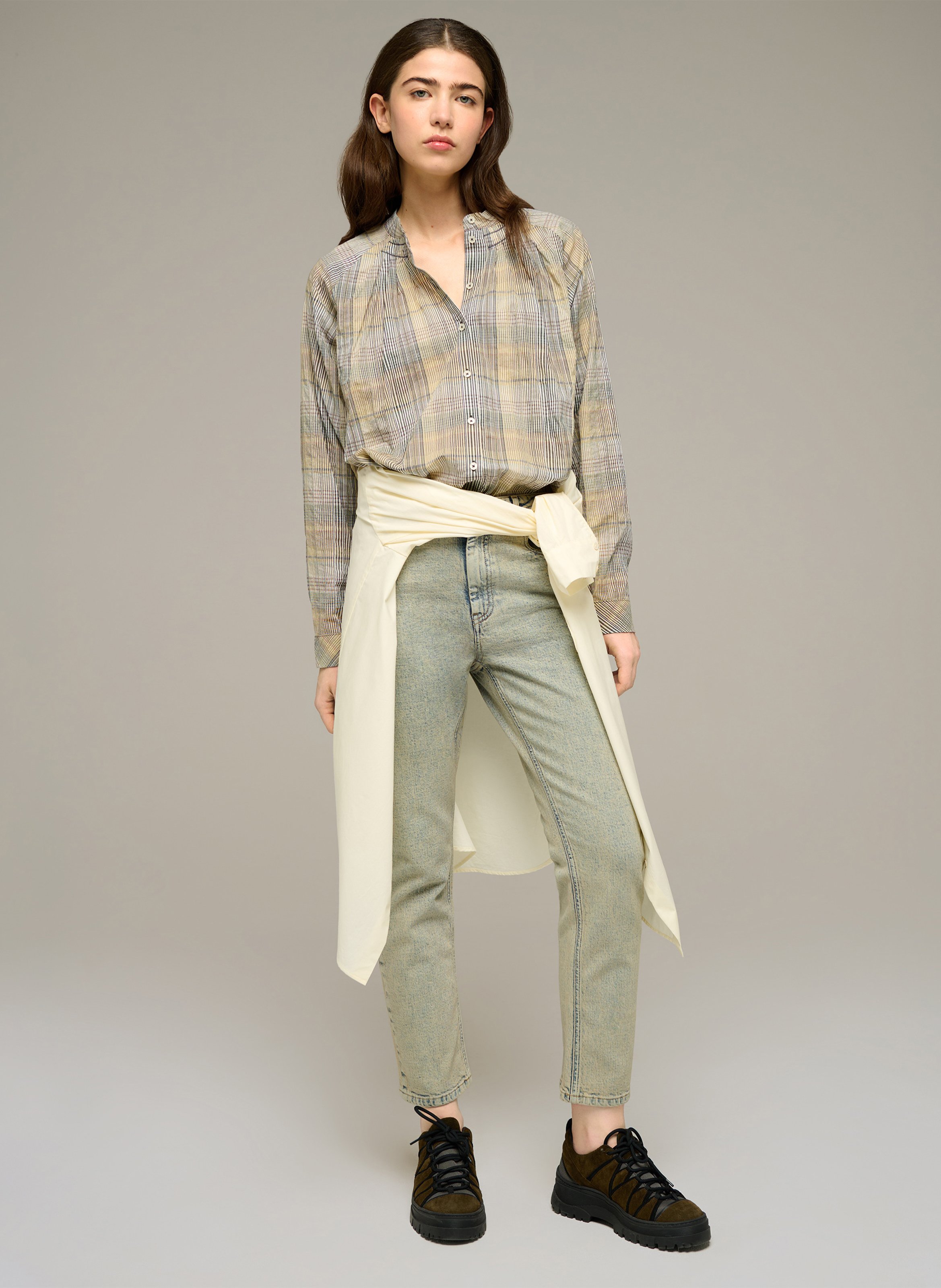 Cotton-blend straight-leg jeans COTELAC ACOTE Yellow