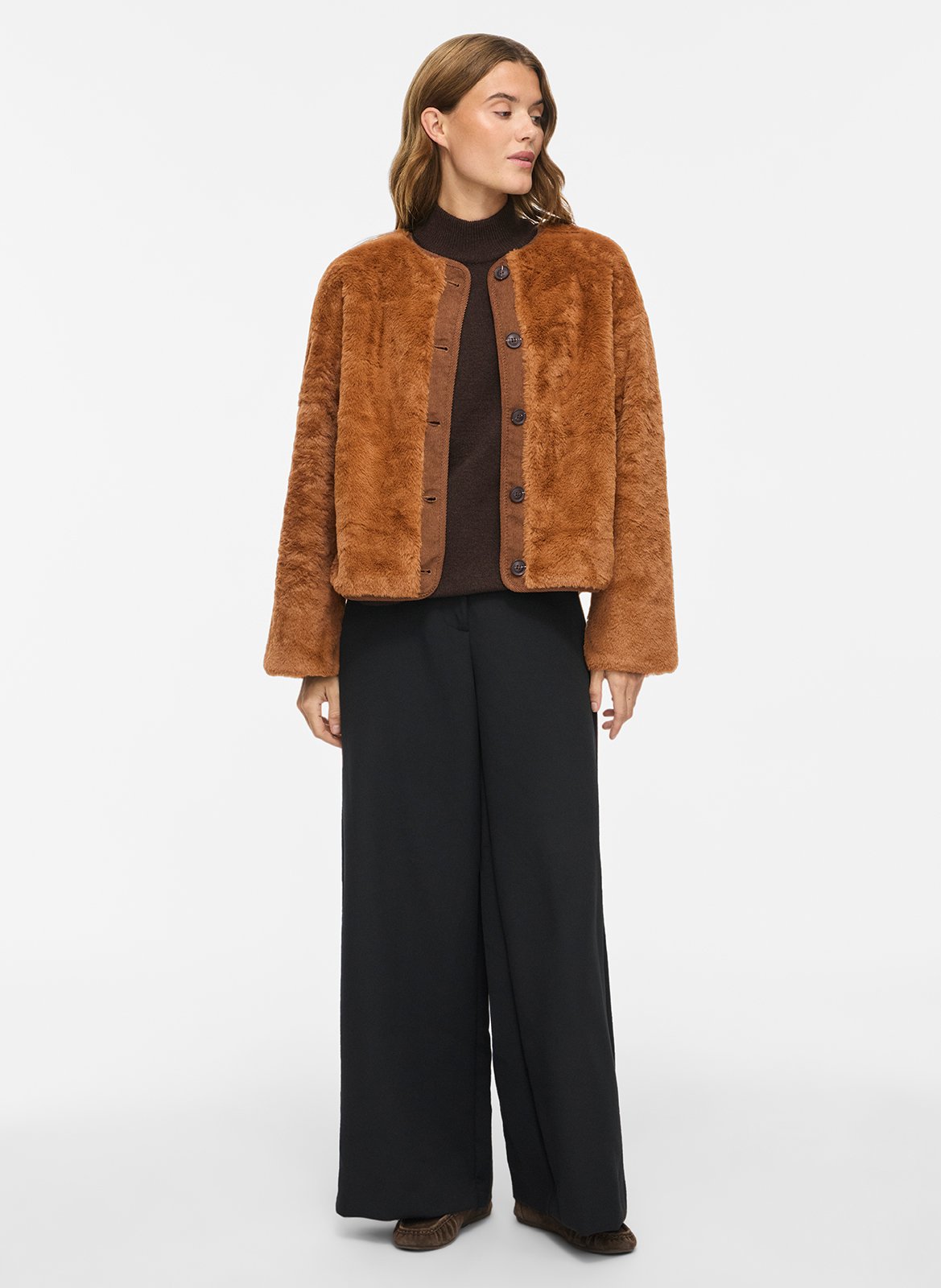 Manteau court effet fourrure VILA Marron