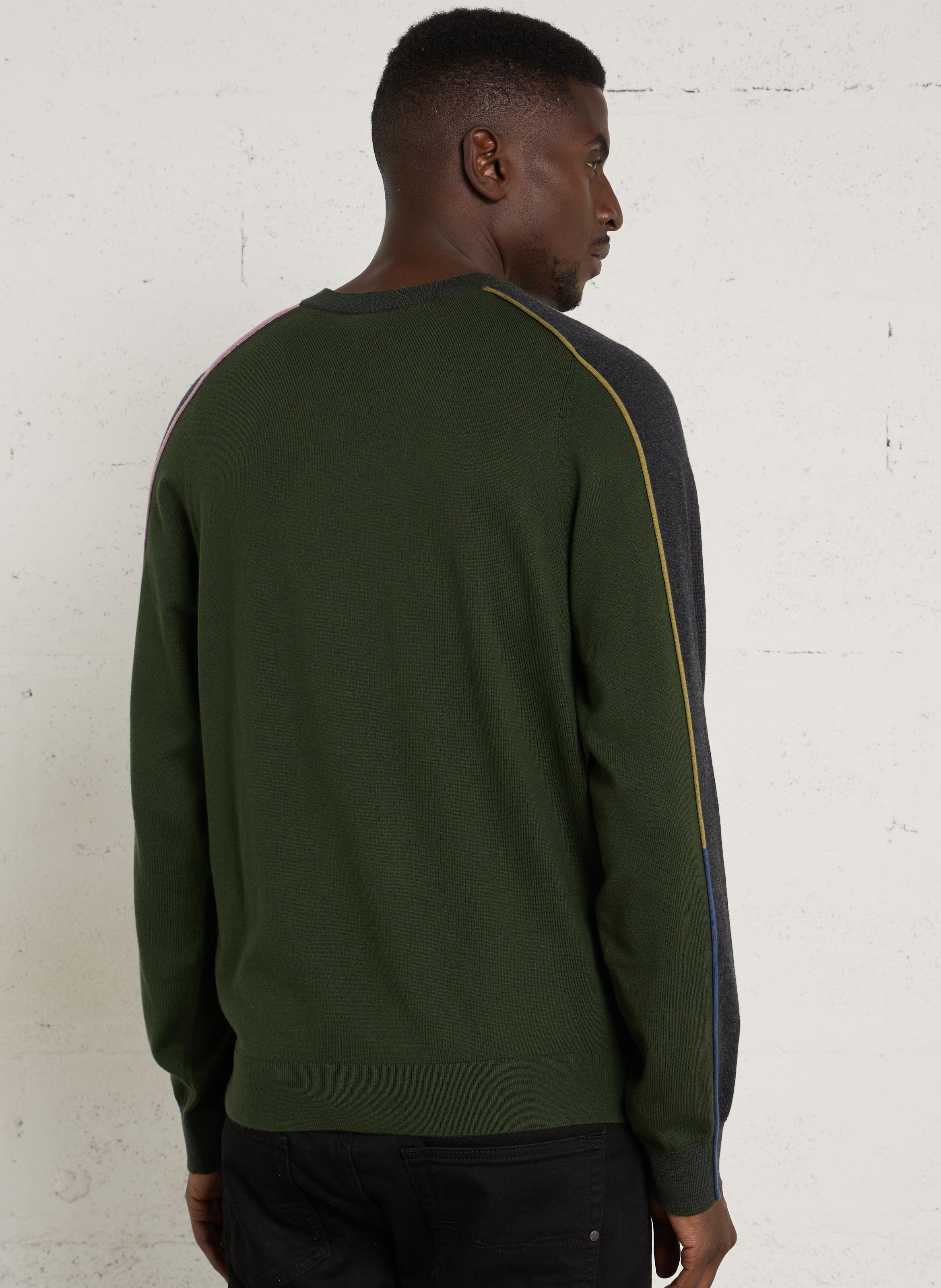 Pull fin col rond en coton et laine PAUL SMITH Vert