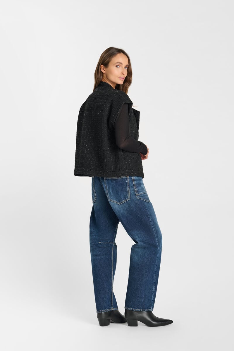 Snap-Front Sleeveless Jacket LE TEMPS DES CERISES Black