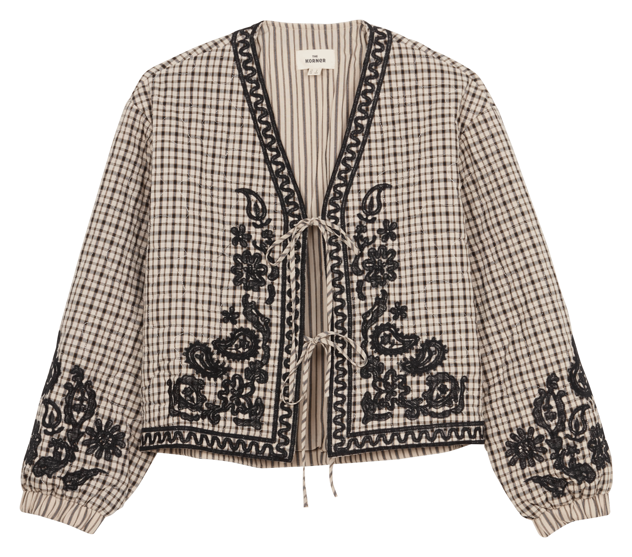 Gerade geschnittene Jacke aus Baumwollmischgewebe mit Vichy-Karomuster THE KORNER Beige