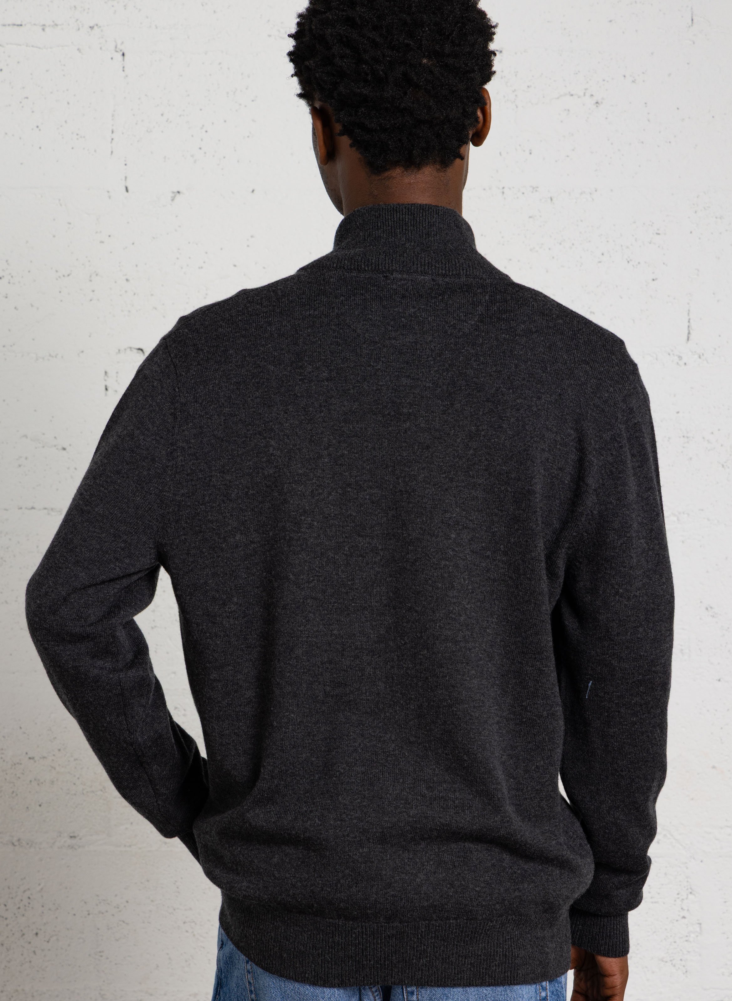 Straight-cut cotton cardigan with high neck EDEN PARK Black