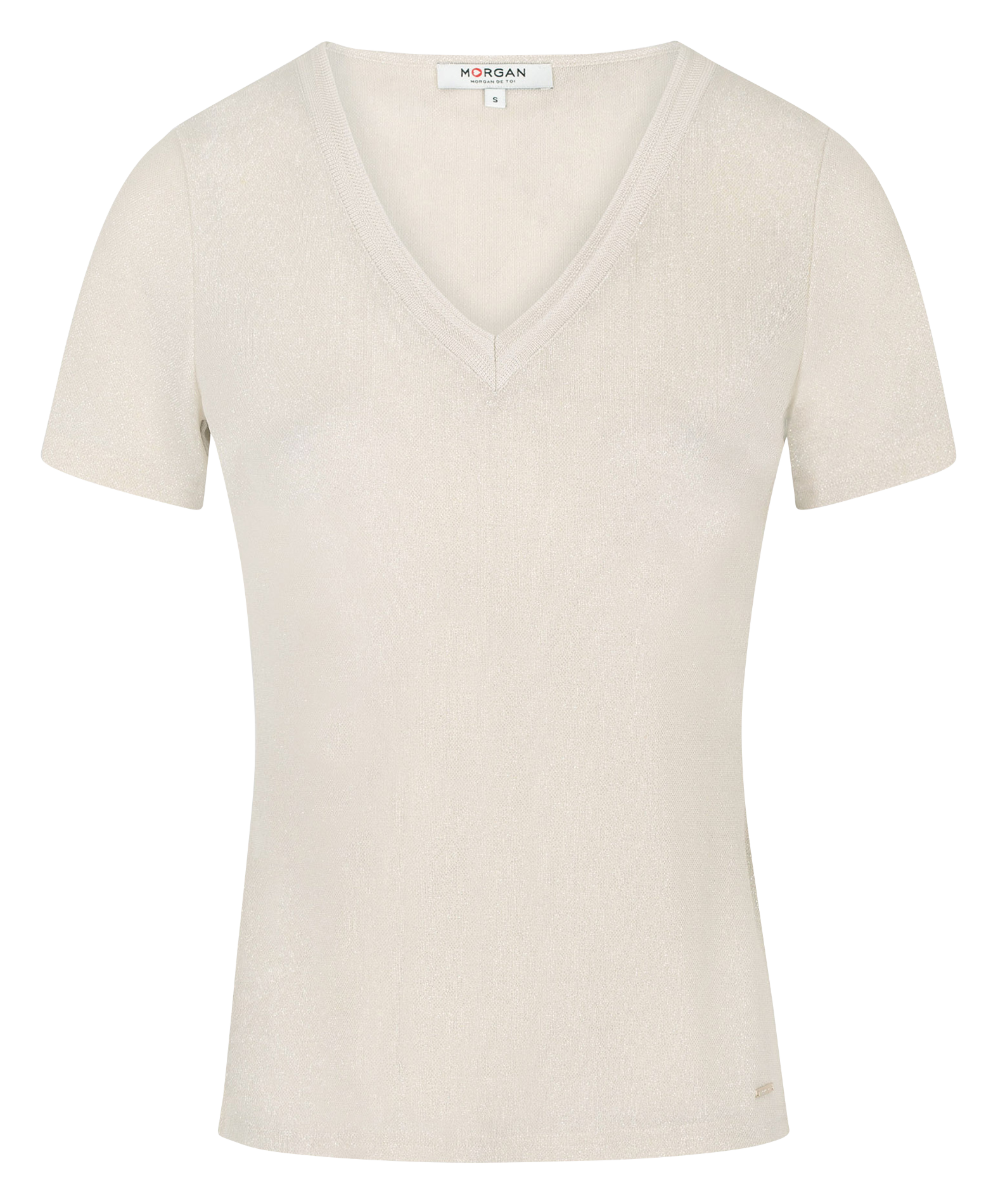 Tee-shirt col V métallisé MORGAN Beige