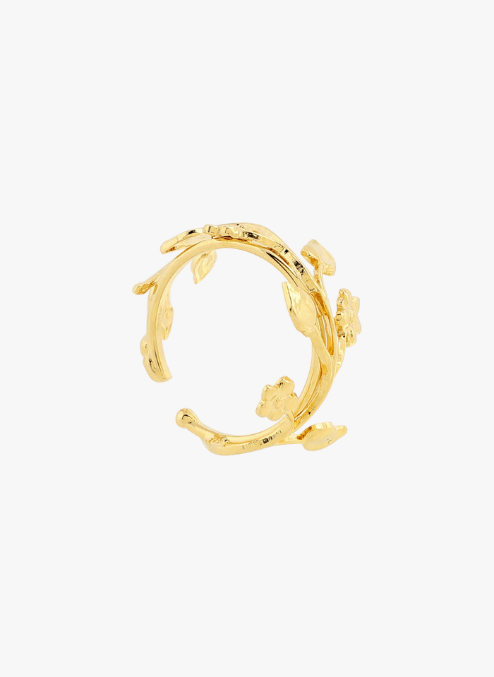 VICTOIRE STUDIO Verstellbarer Ring aus vergoldetem Messing mit Blumenmotiven in Golden