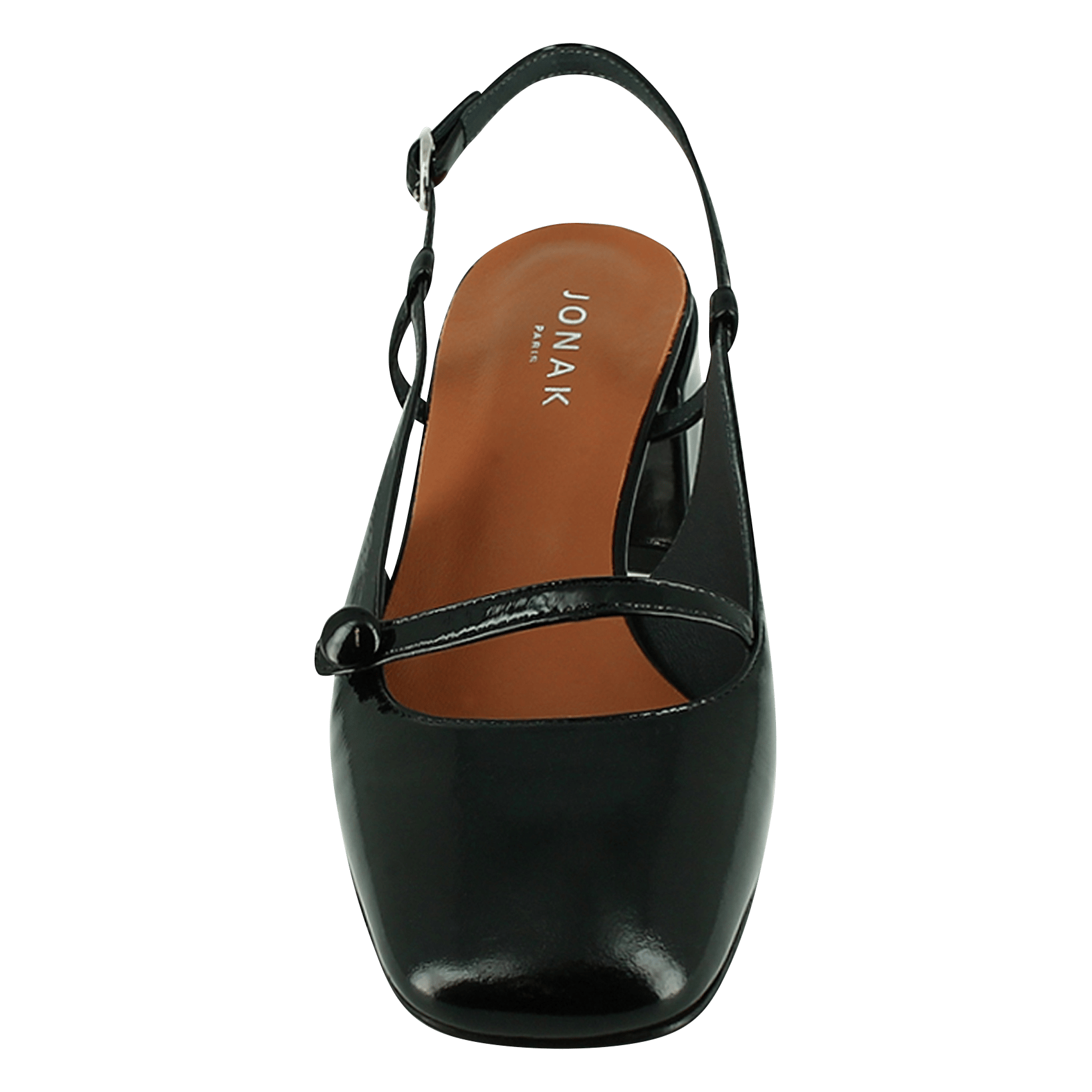 Heeled patent leather slingback mary janes Noir Jonak - Women 264-DARIO  VERNIS PLISSE | Place des Tendances