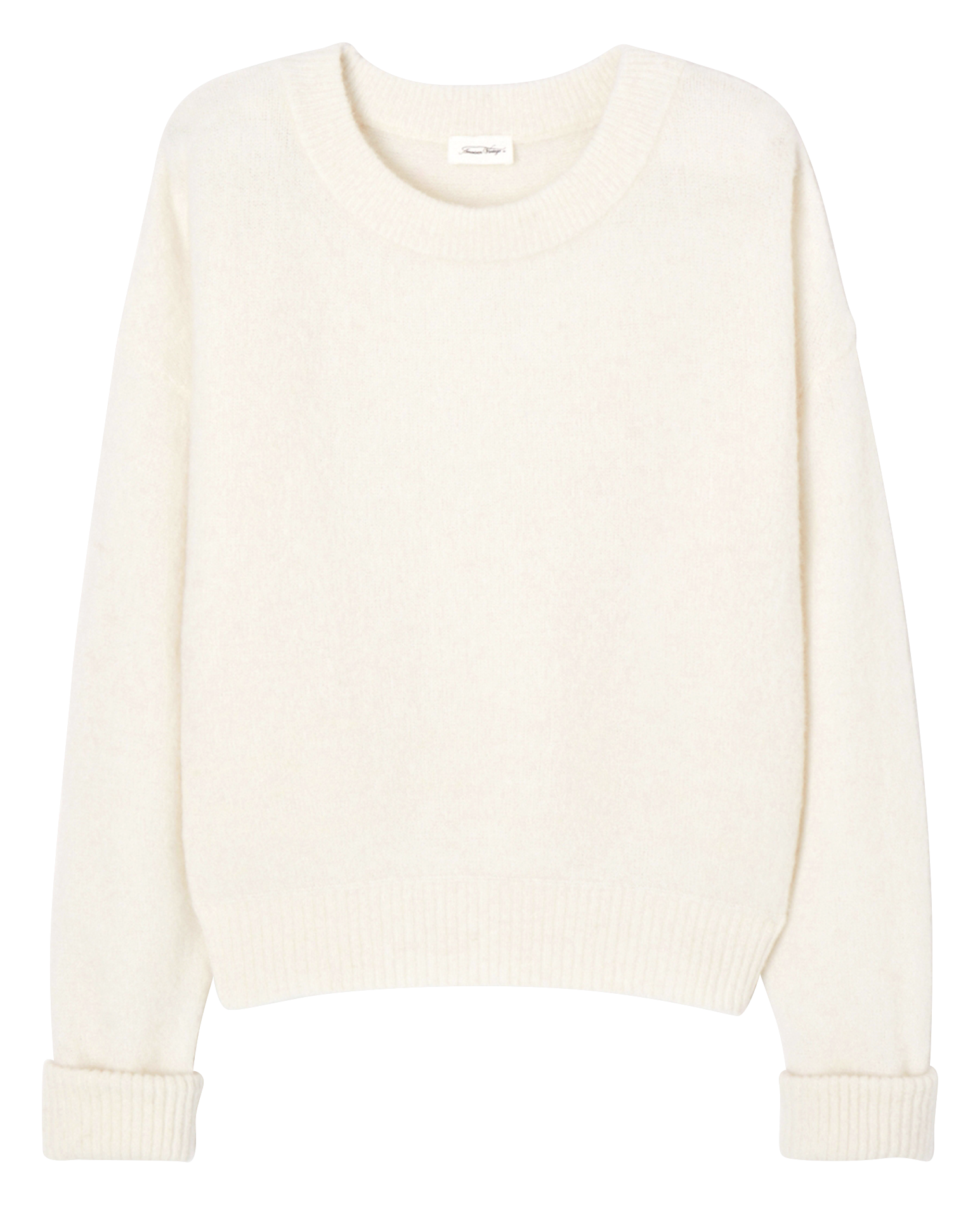 Pull ample col rond en laine mélangée VITOW Blanc