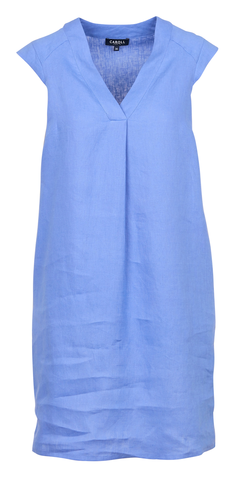 Robe courte col v en lin CAROLL Bleu