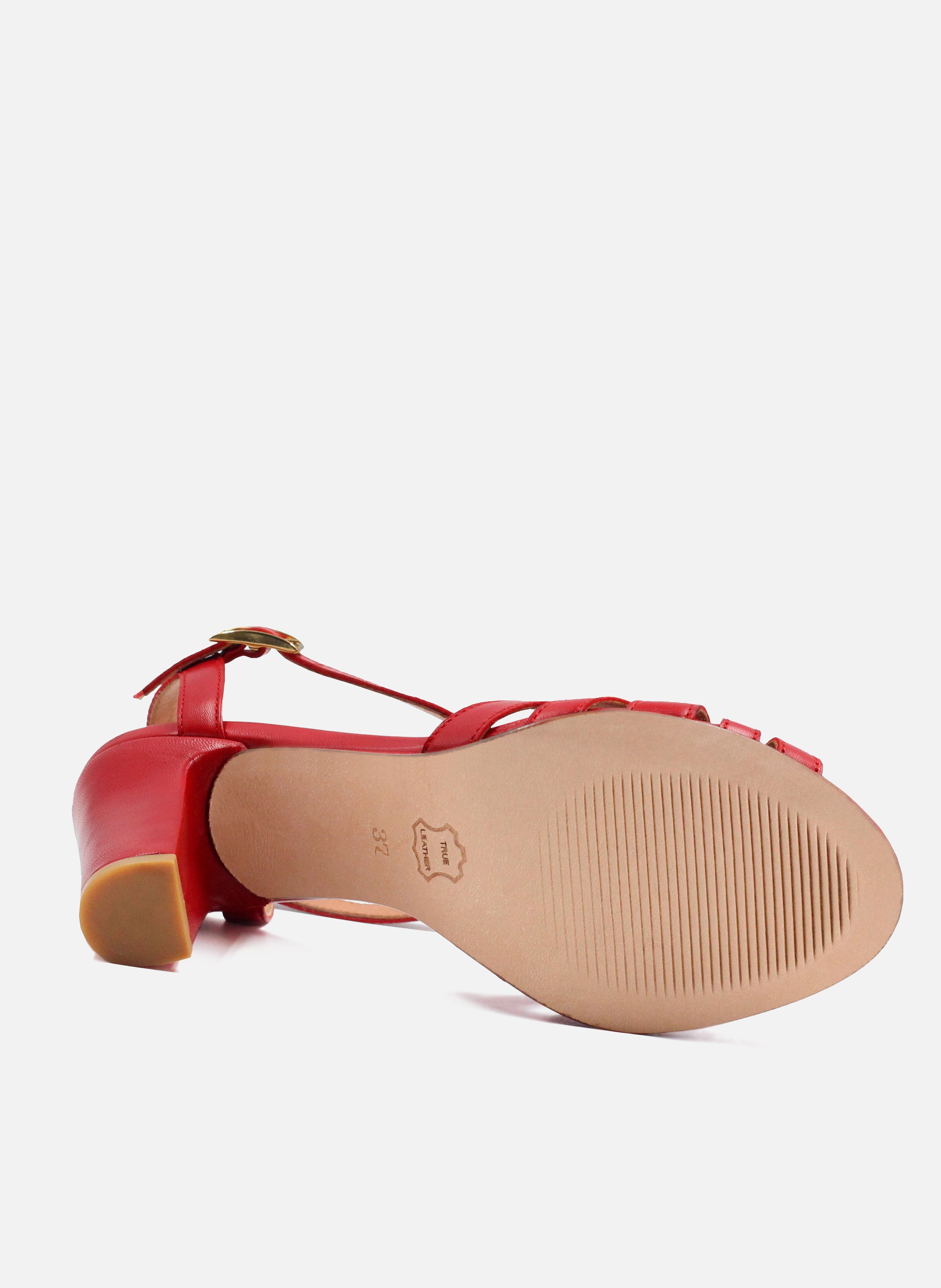 Leather strappy sandals with heels JULES & JENN Red