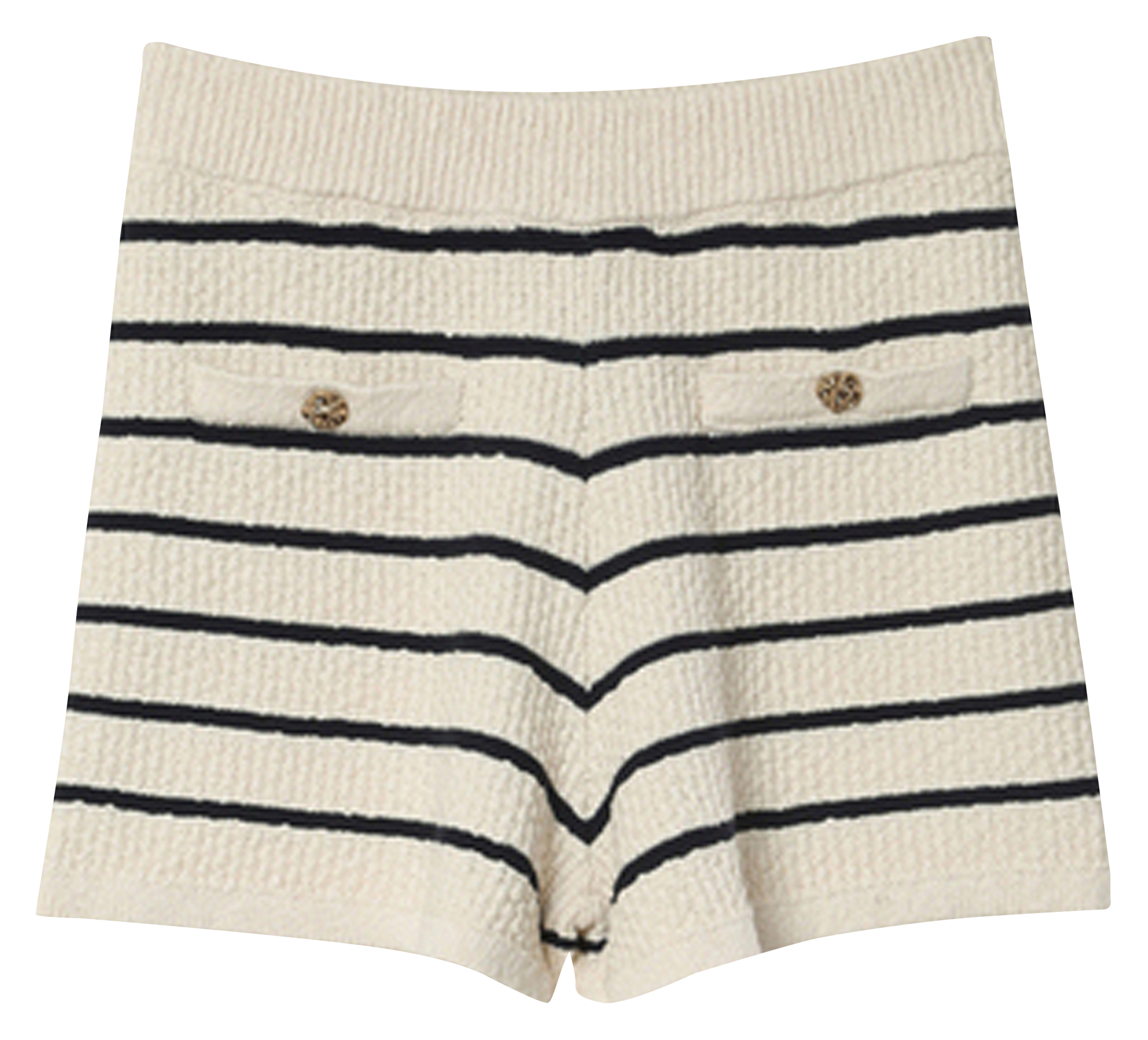 Gestreifte Baumwollshorts Beige