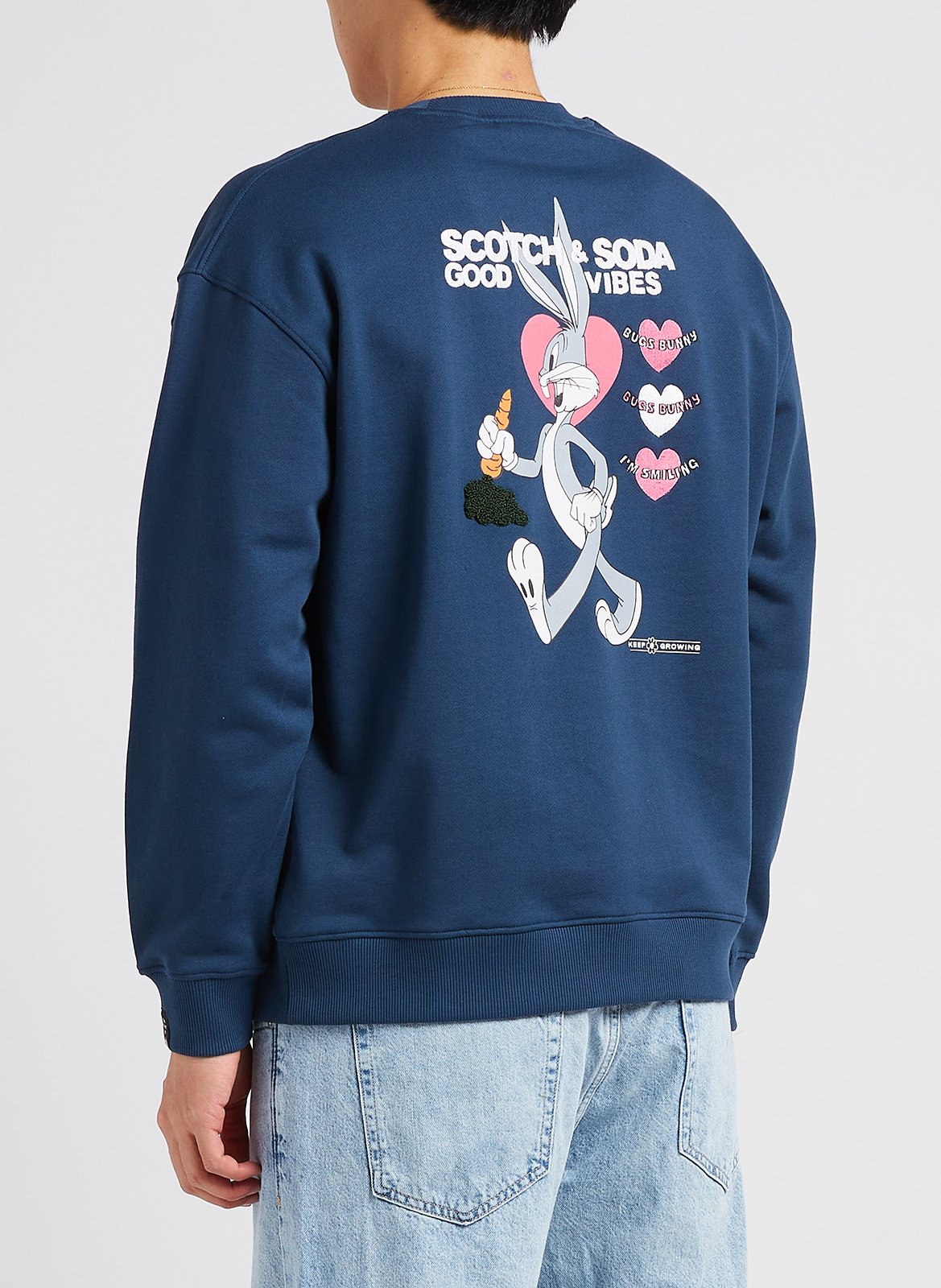 Regular-fit sweater van biokatoen met ronde hals en borduursel | Scotch & Soda x Looney Tunes SCOTCH AND SODA Blauw