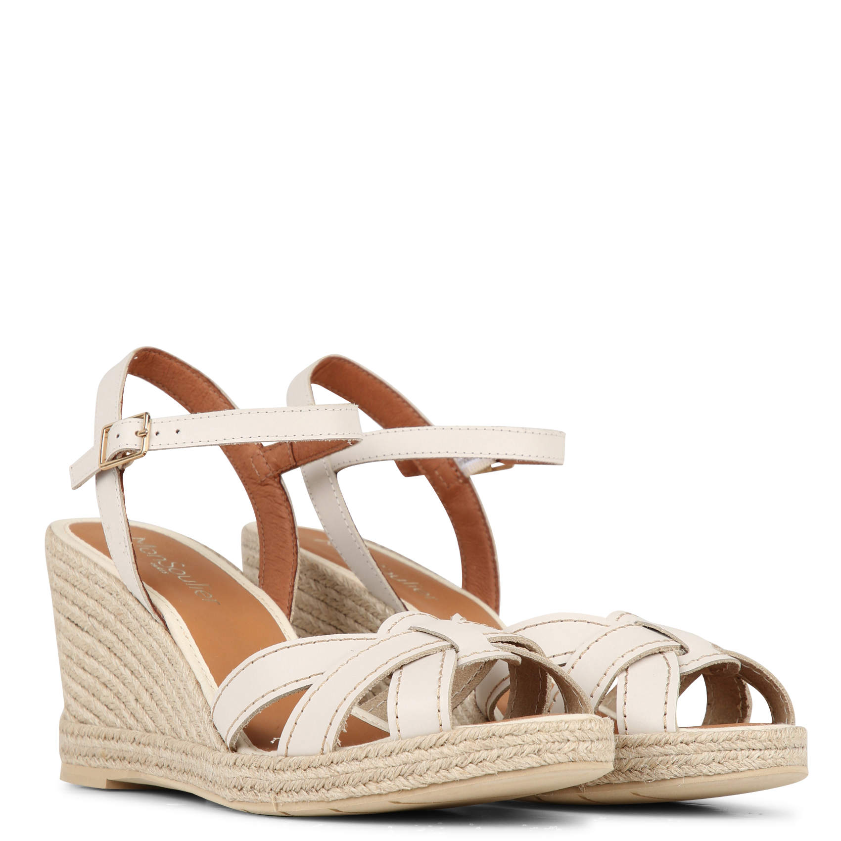 Espadrilles van daim met sleehak MON SOULIER Wit
