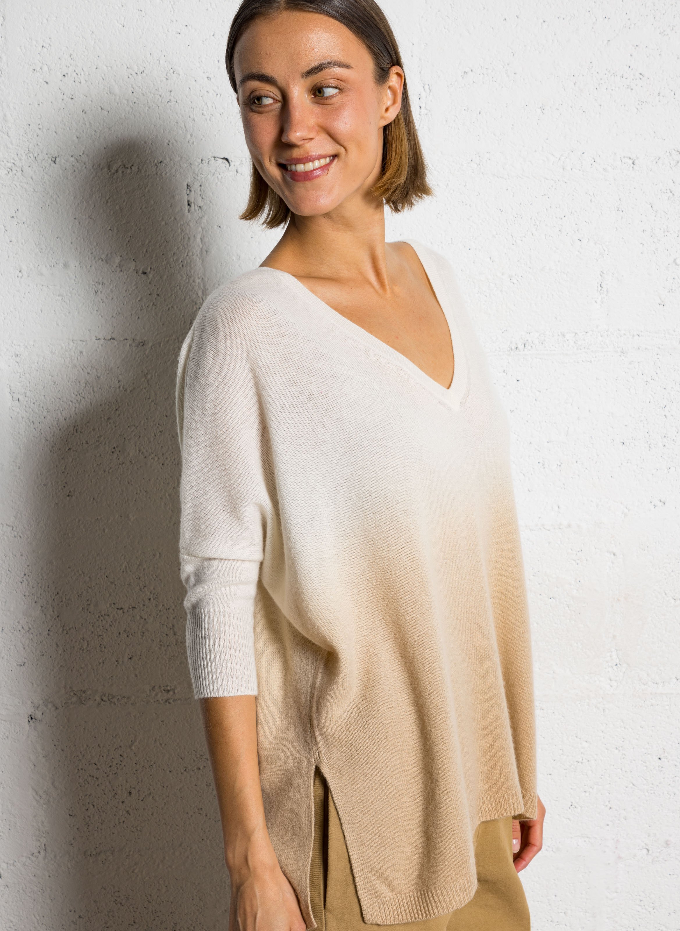 Pull oversize en cachemire  Beige