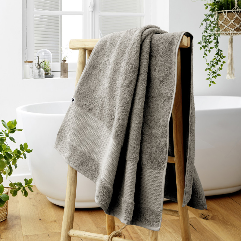 100% combed cotton bath towel L'EFFET PAPILLON Grey