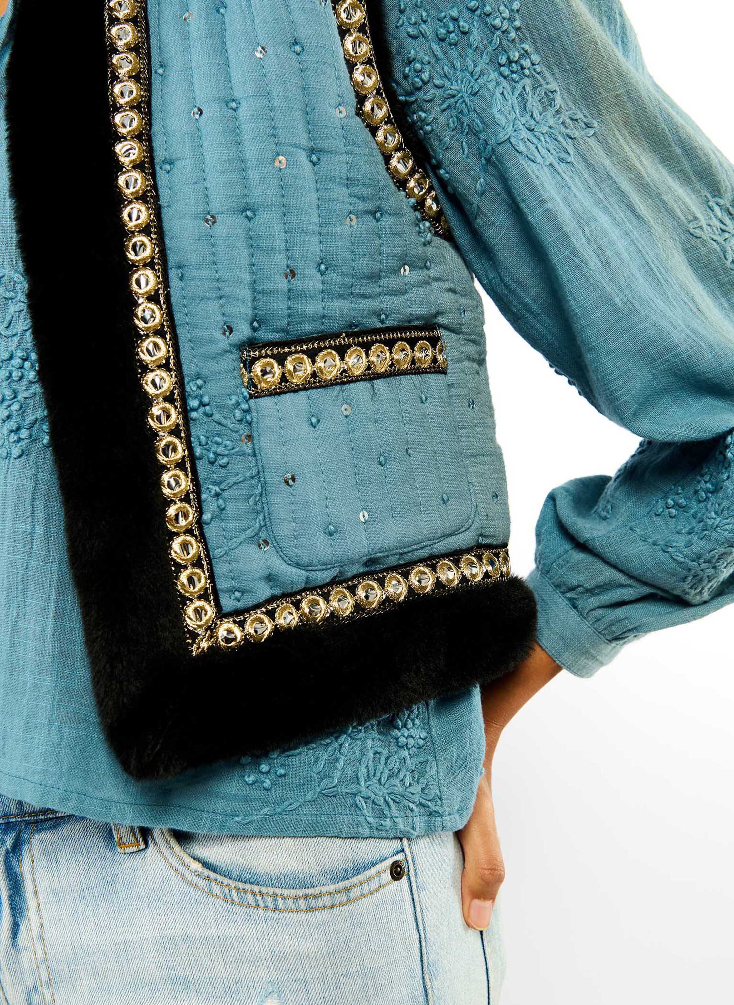 Straight cotton jacket WILD Blue