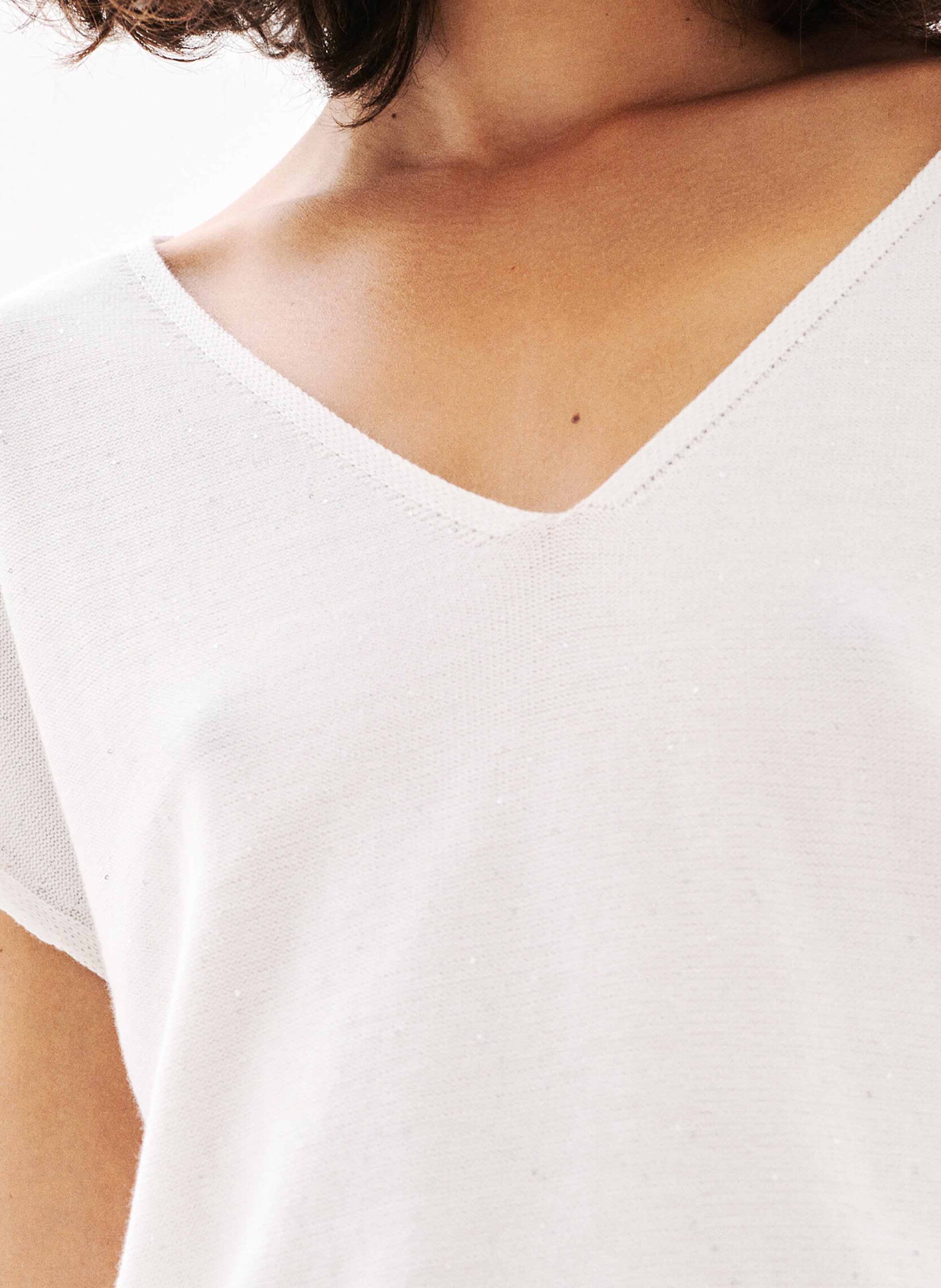 Straight cotton sweater CAROLL White