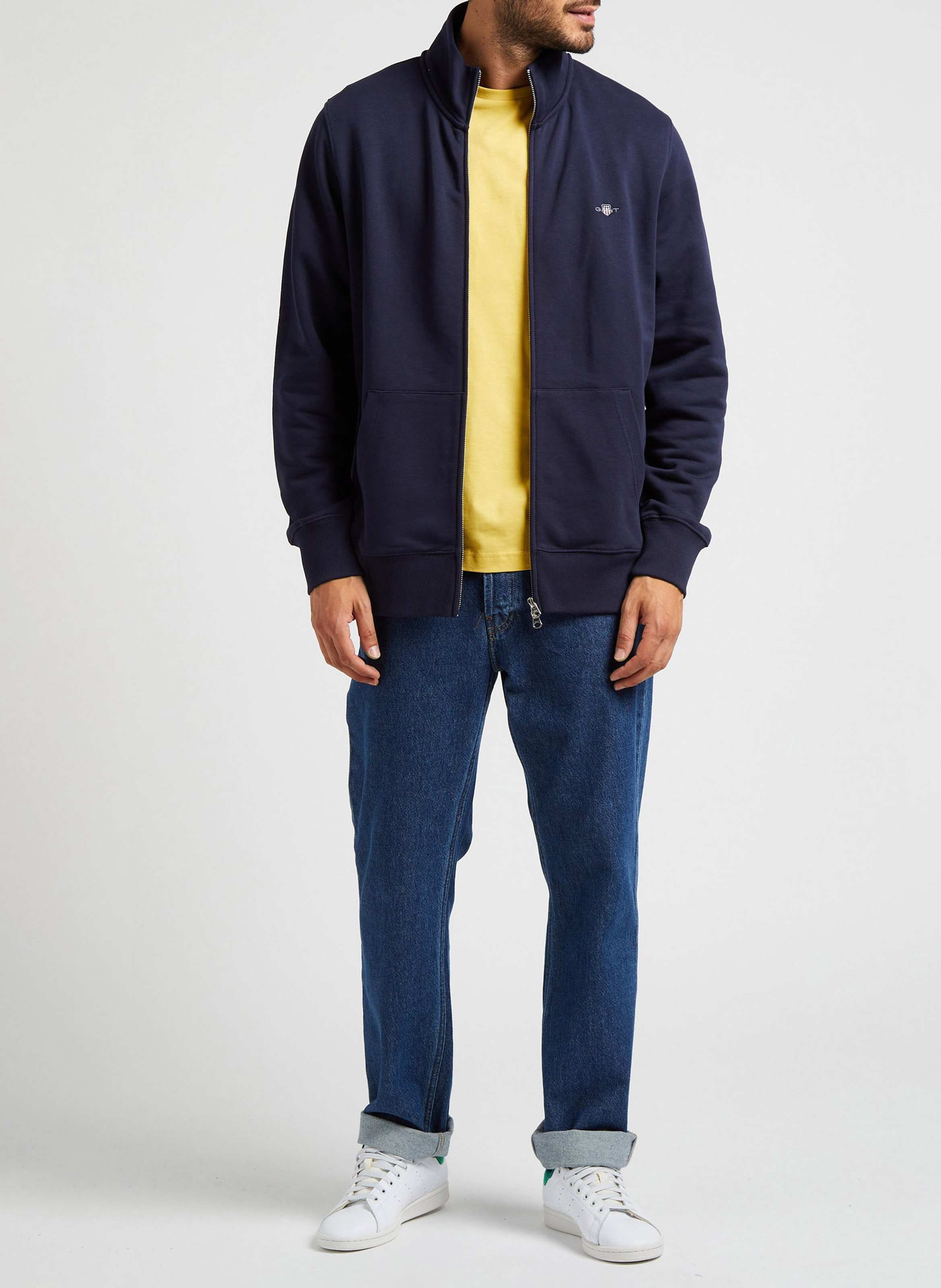 Sweat regular-fit col montant en coton mélangé GANT Bleu