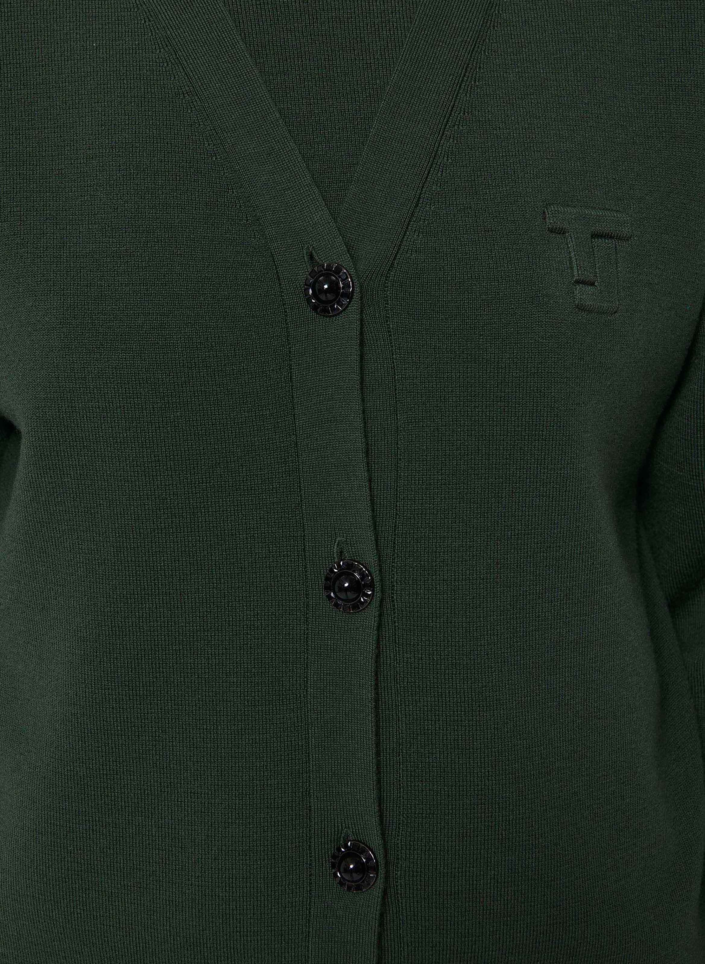 V-neck sleeveless cardigan in a wool blend TARA JARMON Green