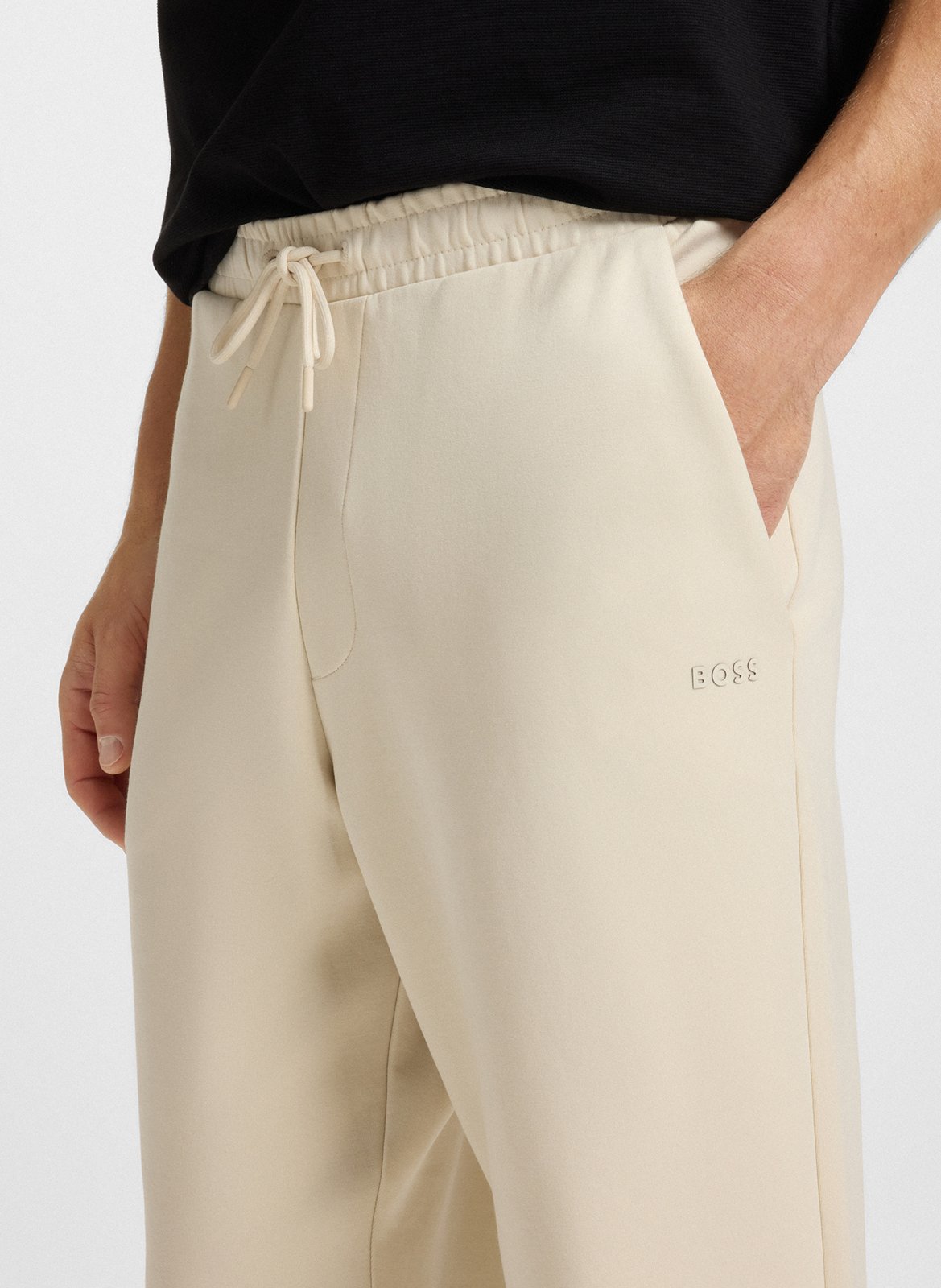 Printed cotton sweatpants BOSS White