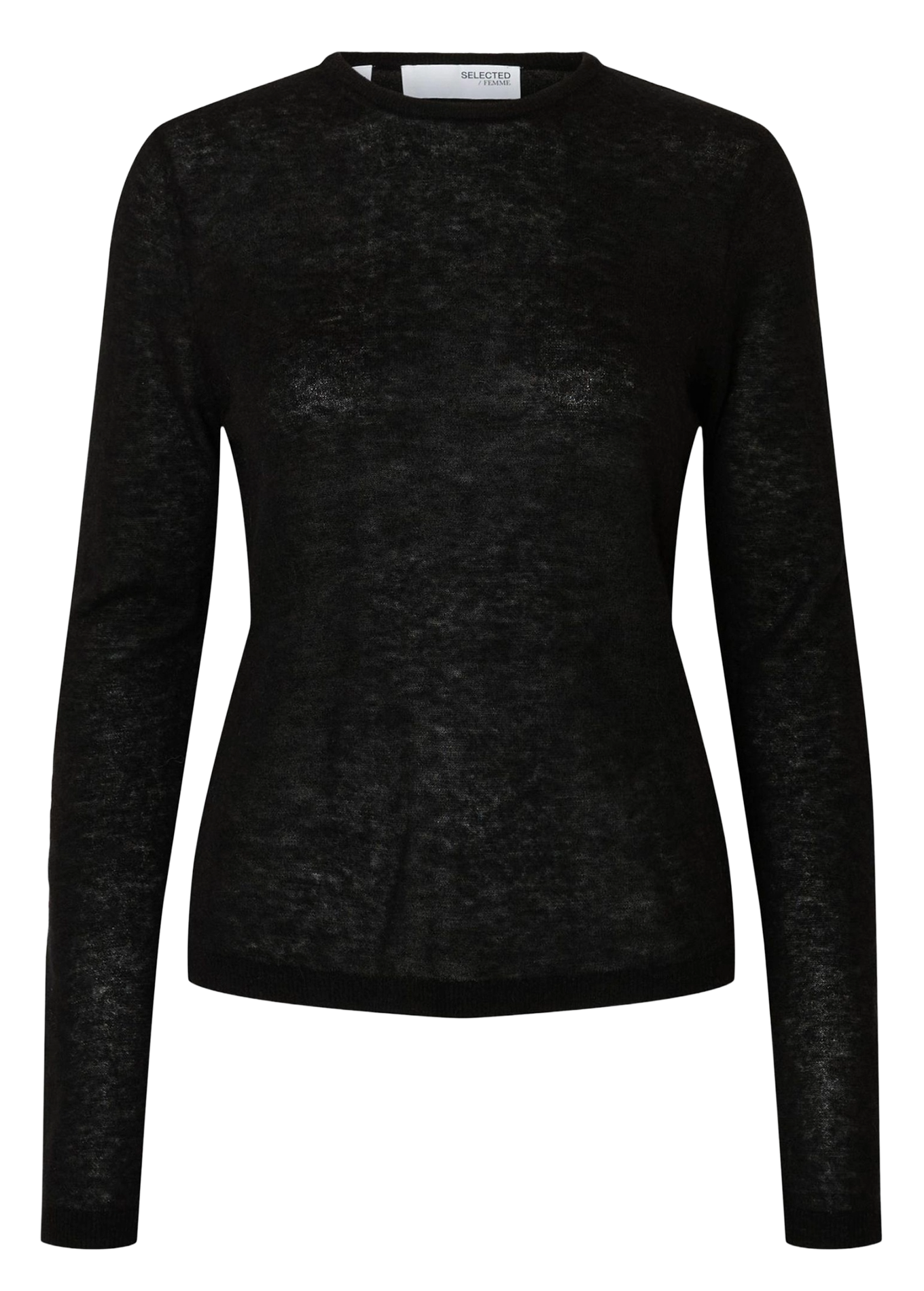 Top col rond en laine mélangée SELECTED Noir