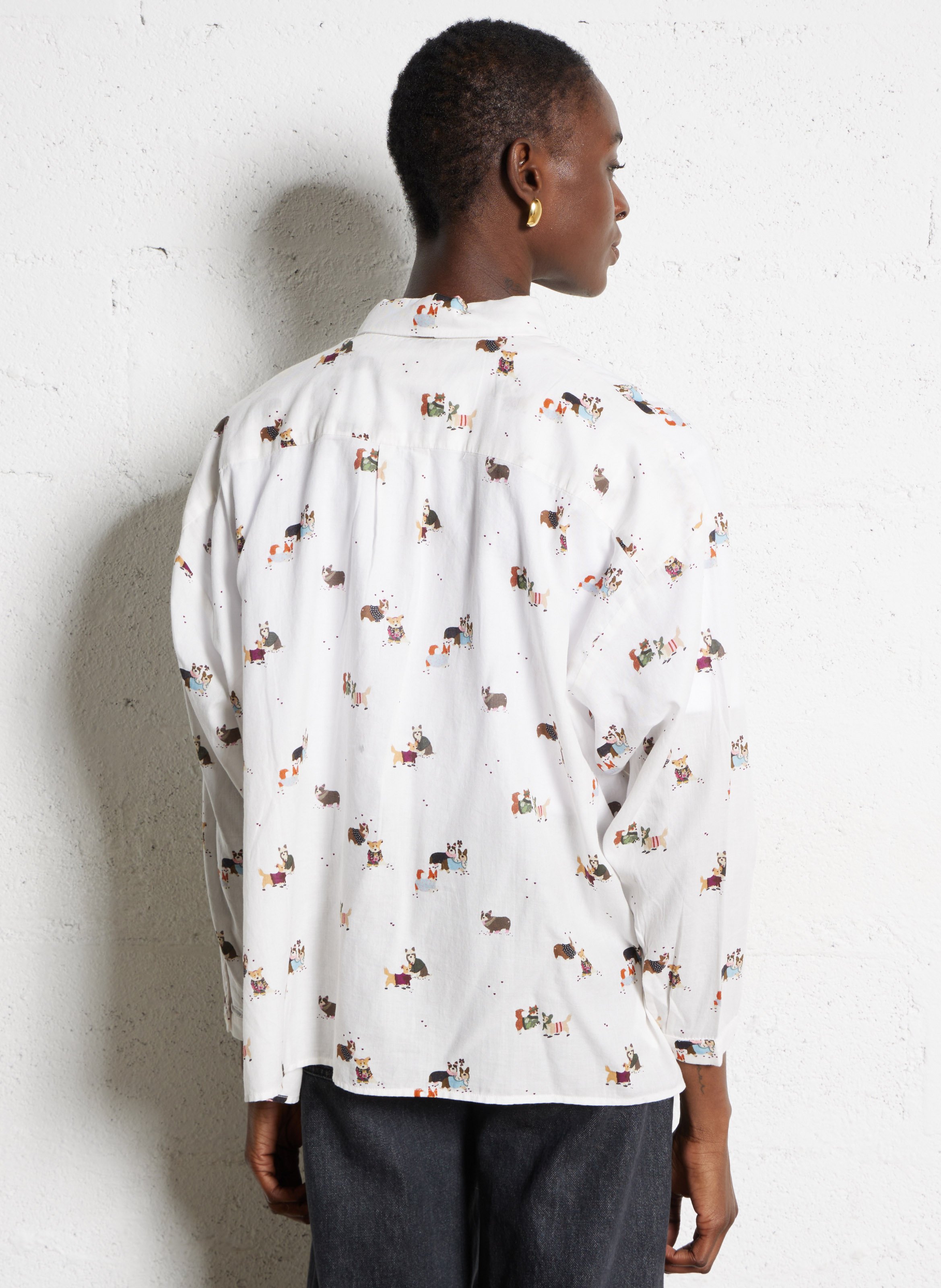 Oversized printed cotton shirt DES PETITS HAUTS White
