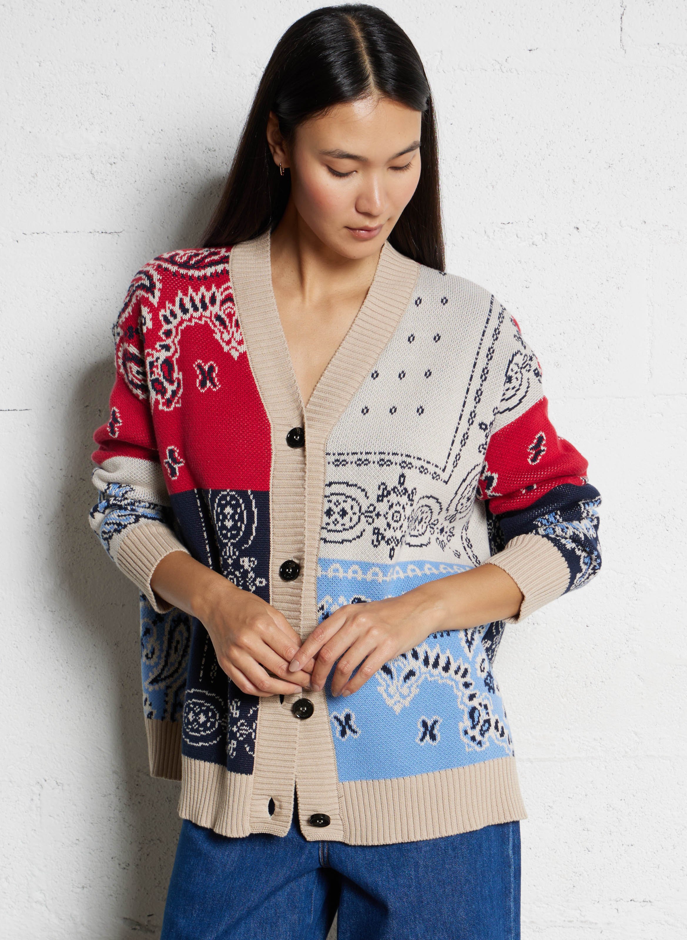 Printed cotton straight cardigan MAX MARA WEEK END Blue