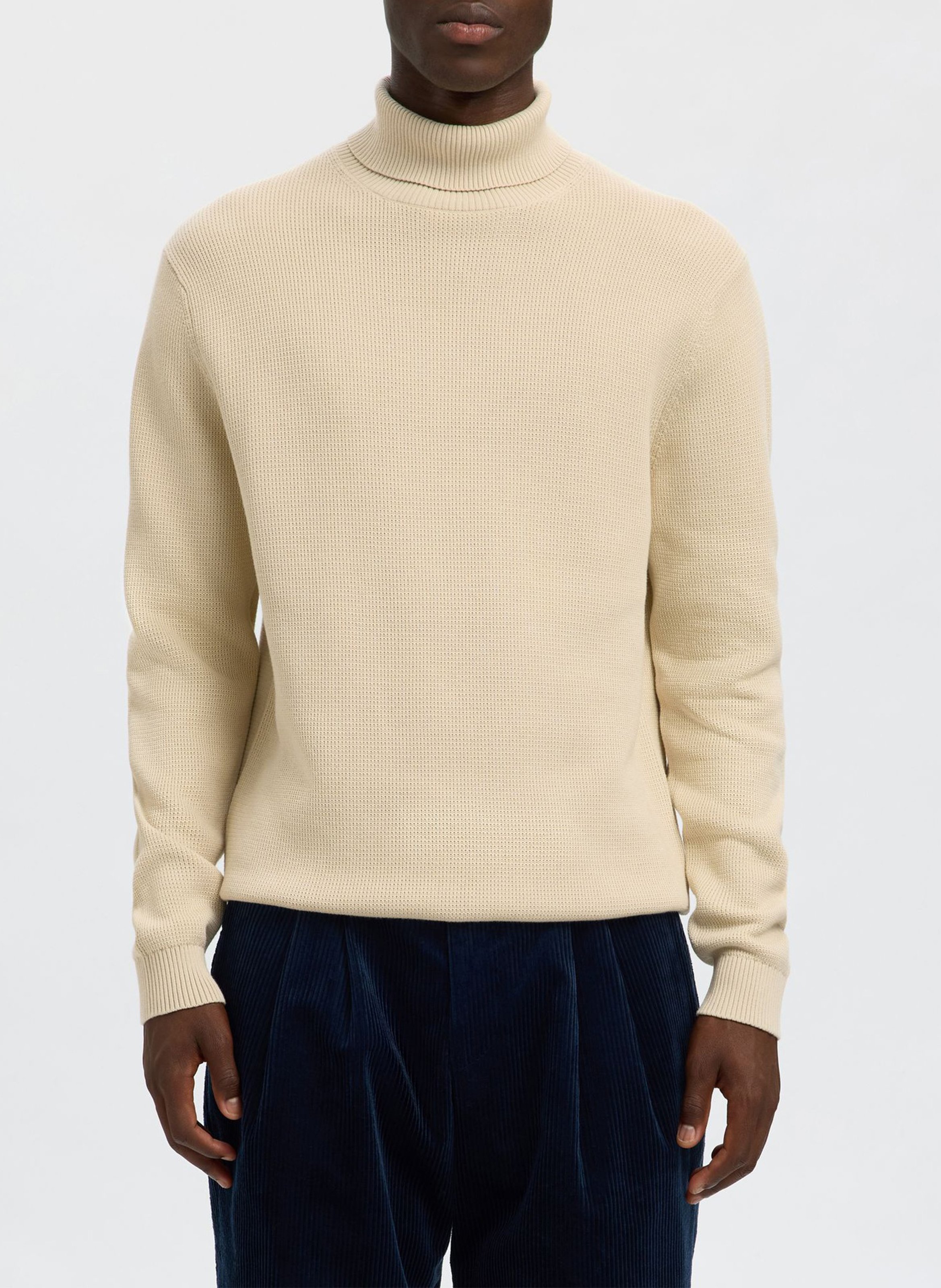 Sous-pull droit col roulé en coton bio SELECTED