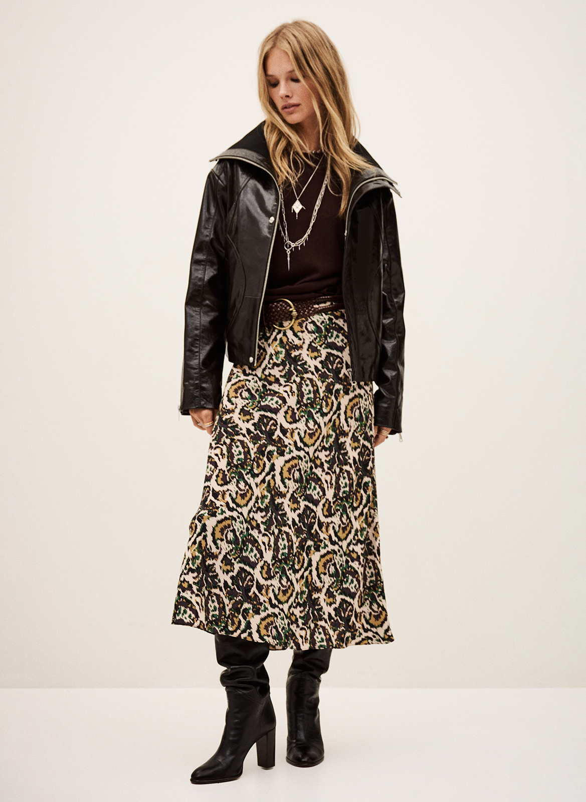 Midi rok met print BA&SH Beige