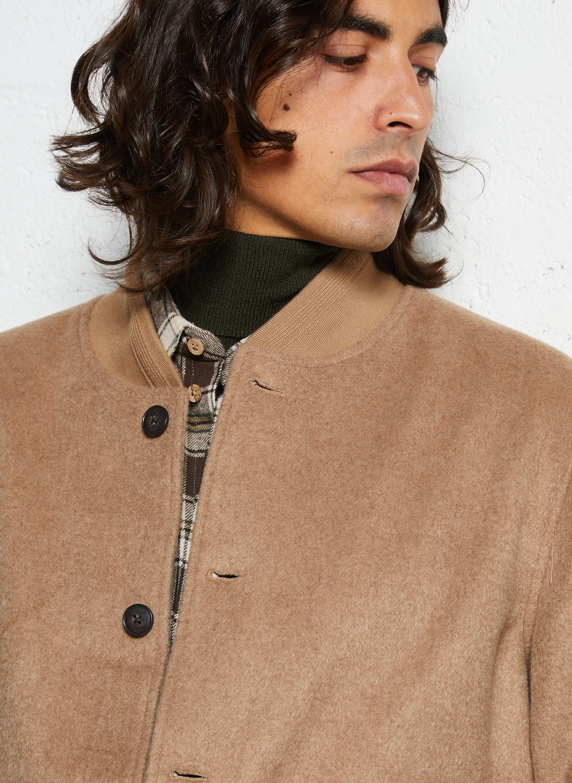 Wollmischung Teddy-Kragen Bomberjacke HACKETT Beige