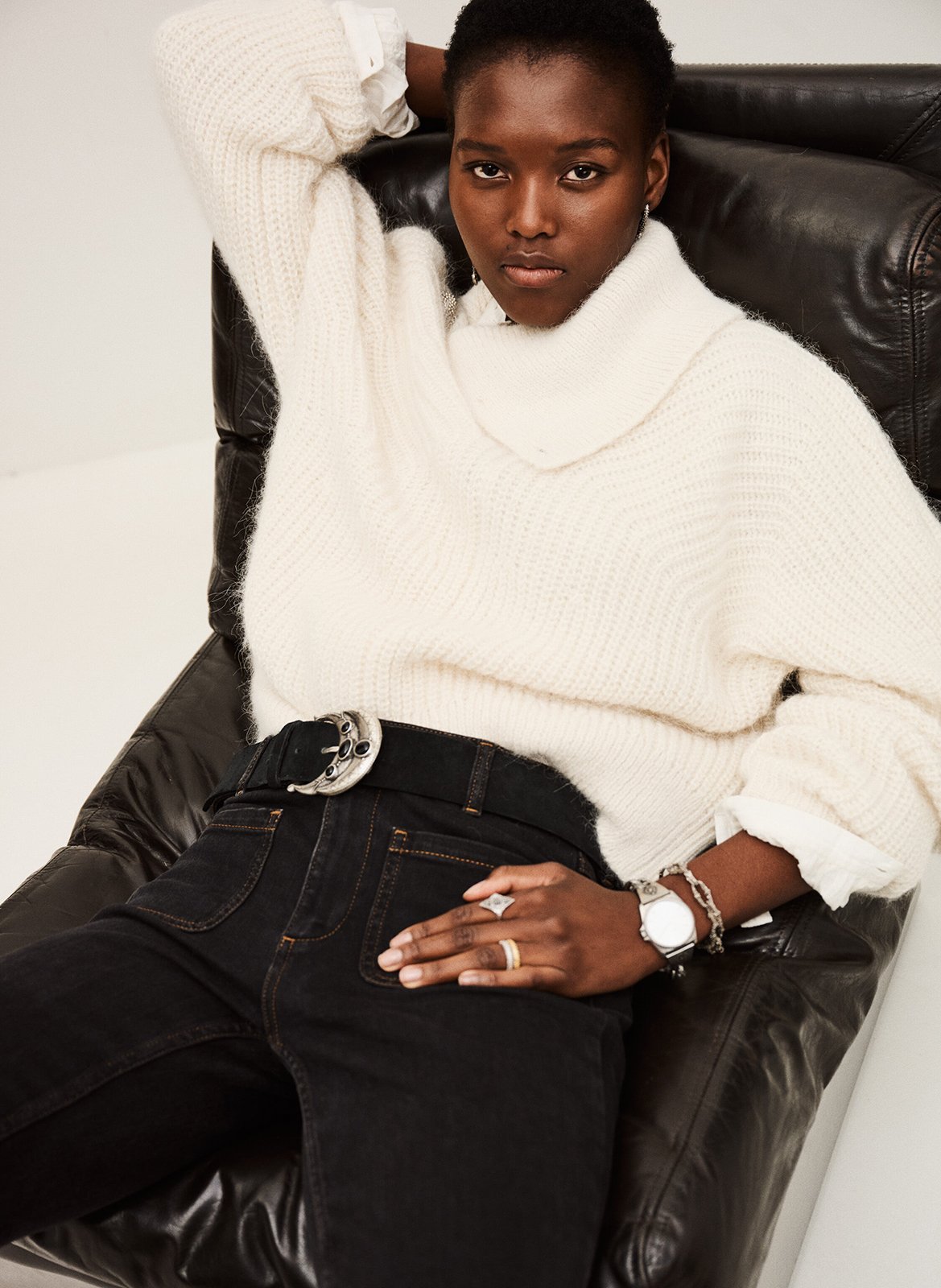 Pull col roulé en laine mélangée BA&SH Beige