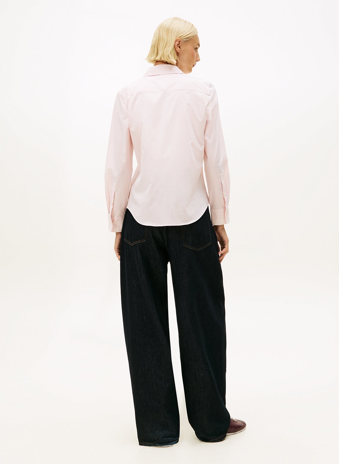 Chemise droite col classique en coton mélangé rayé TOMMY HILFIGER Rose