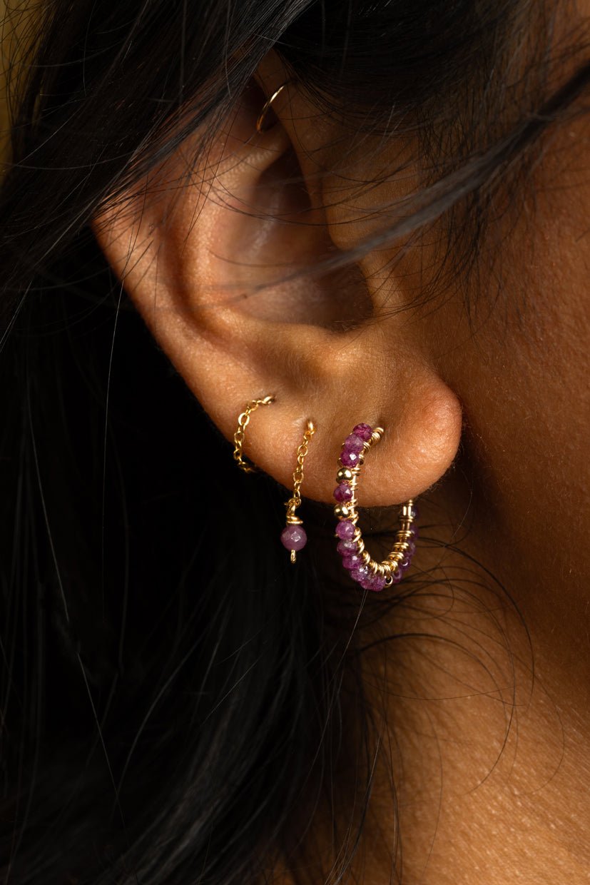 Medium Frida hoops - ruby YAY Golden