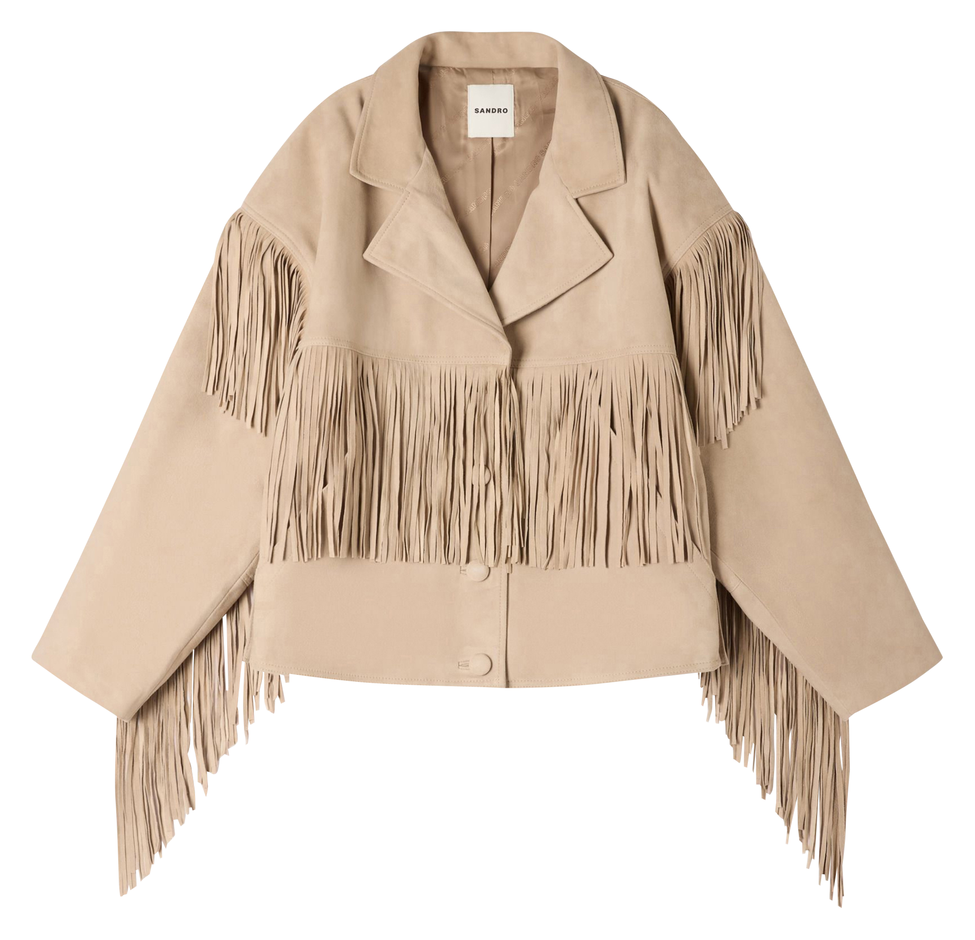 Oversized suède jas met franjes SANDRO Beige