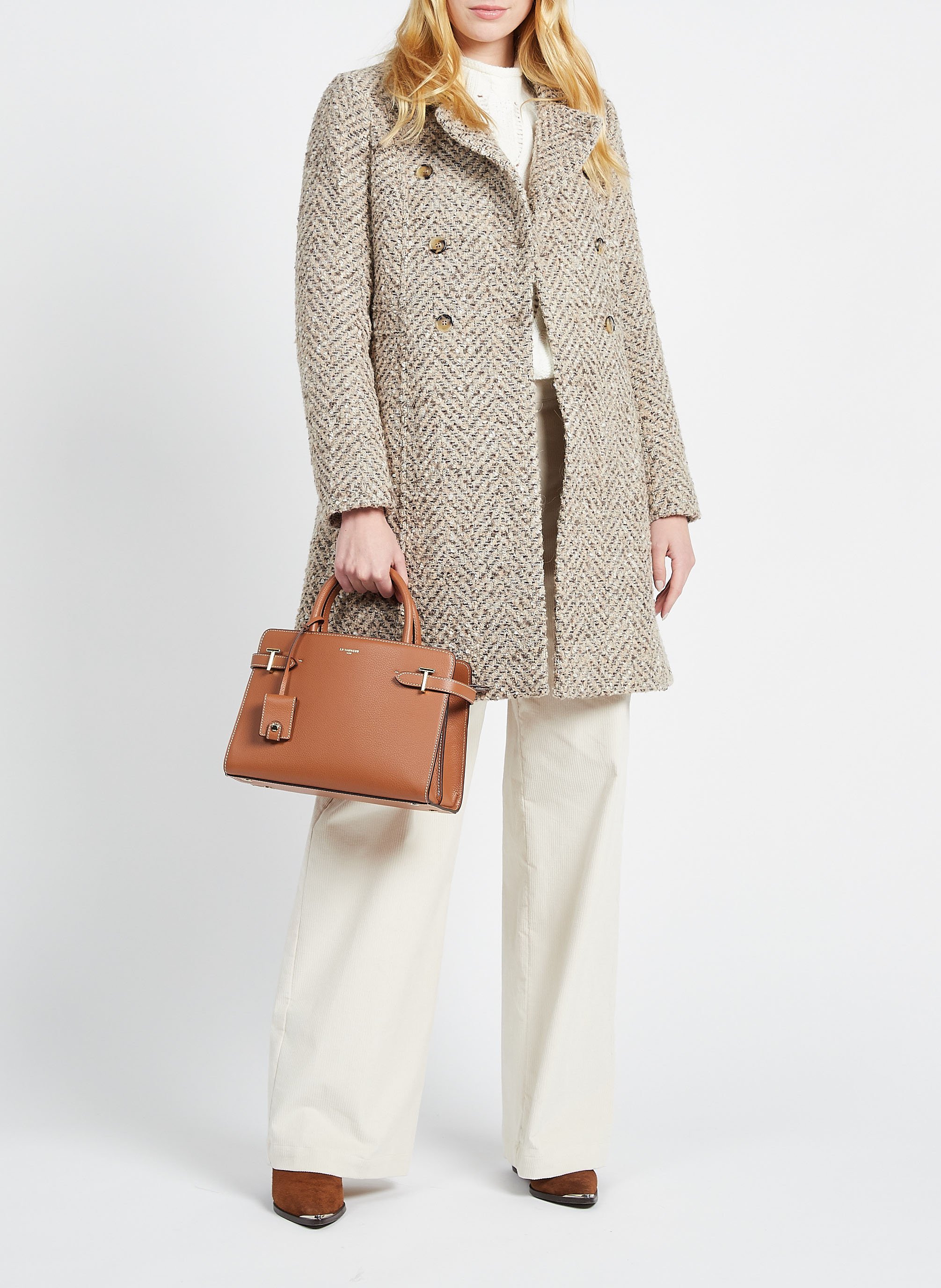 Sac à main en cuir grainé LE TANNEUR Marron