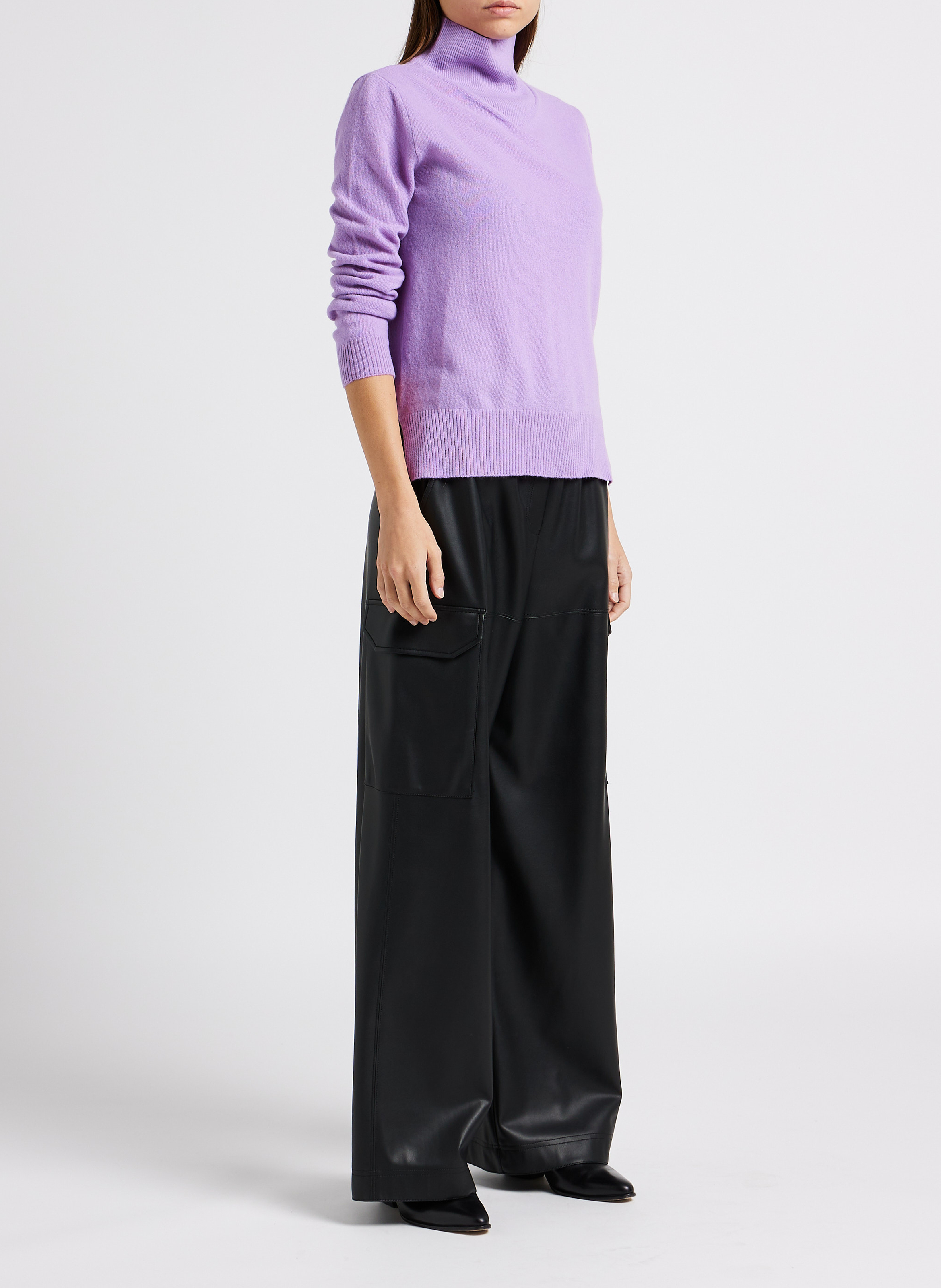 Wide-leg glazed cargo pants MAX&Co. Black